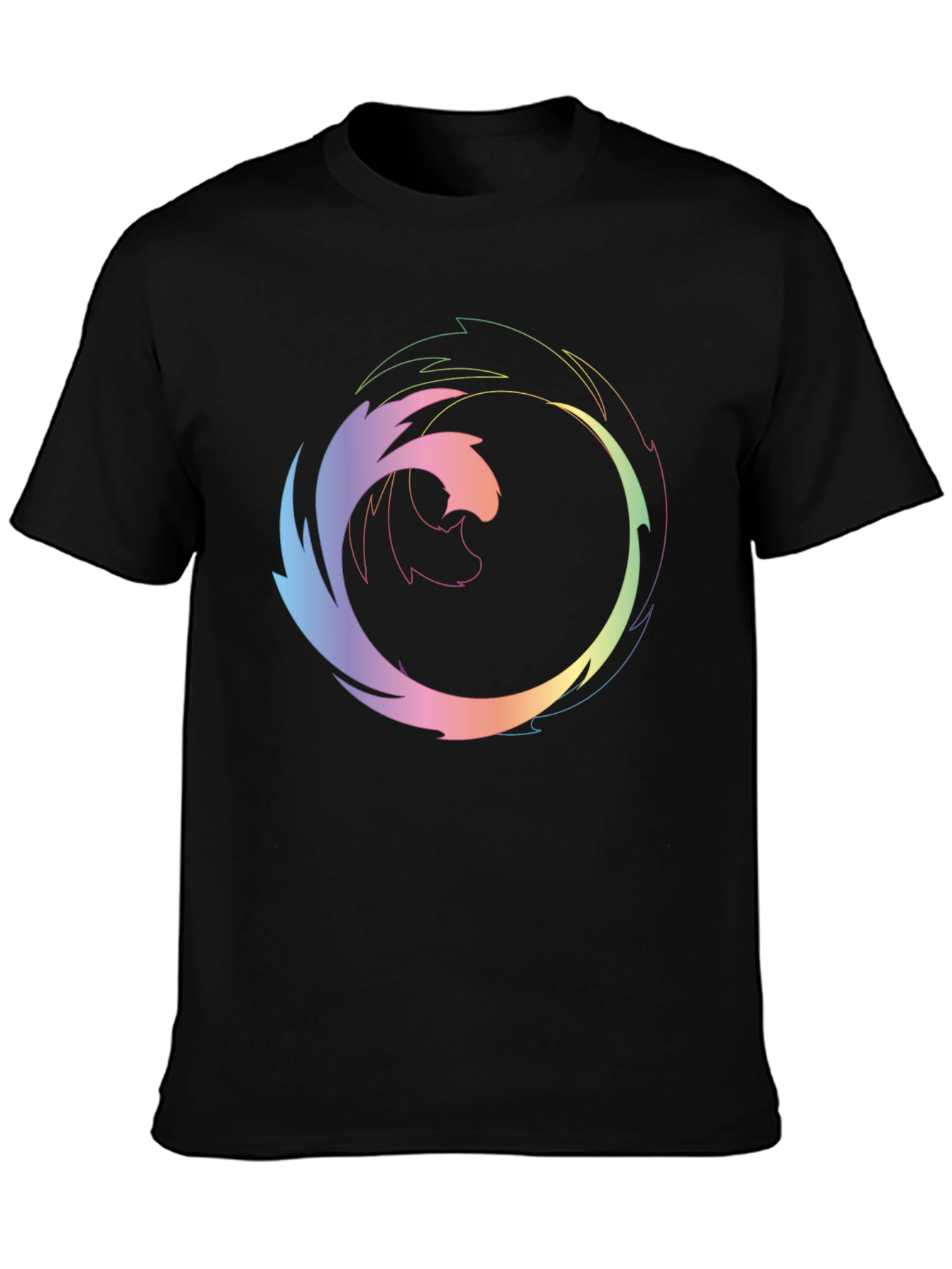 Abstract Circular Graphic Print Black T-Shirt