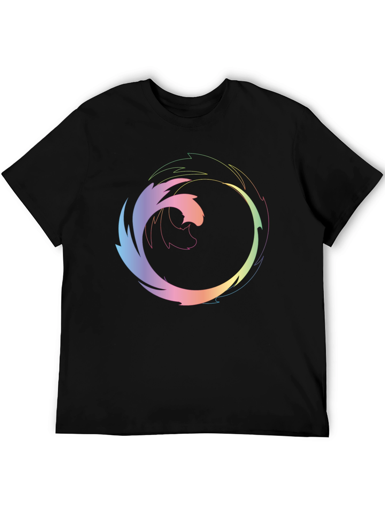 Abstract Circular Graphic Print Black T-Shirt