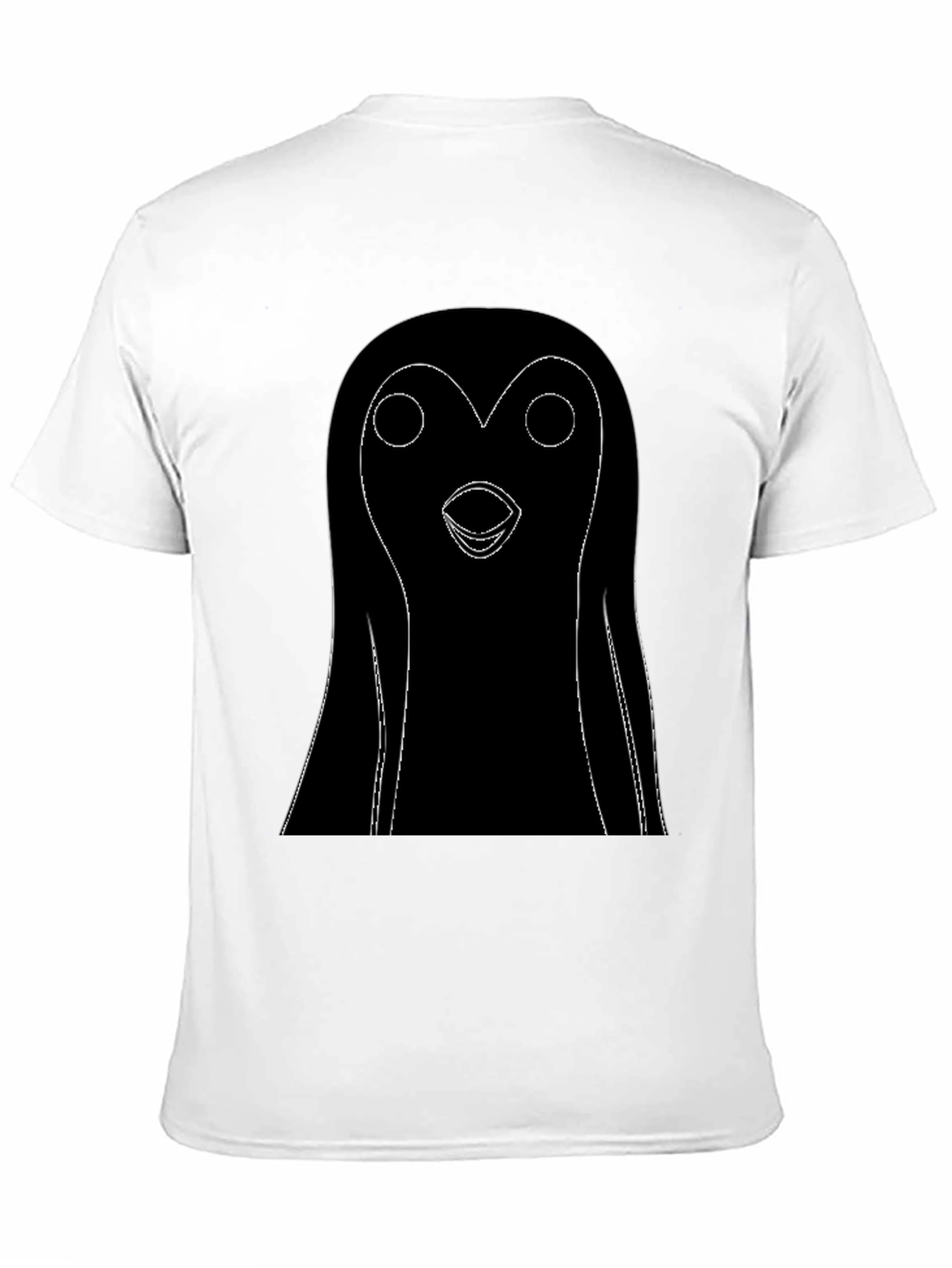 Black T-Shirt with Cartoon Penguin Graphic