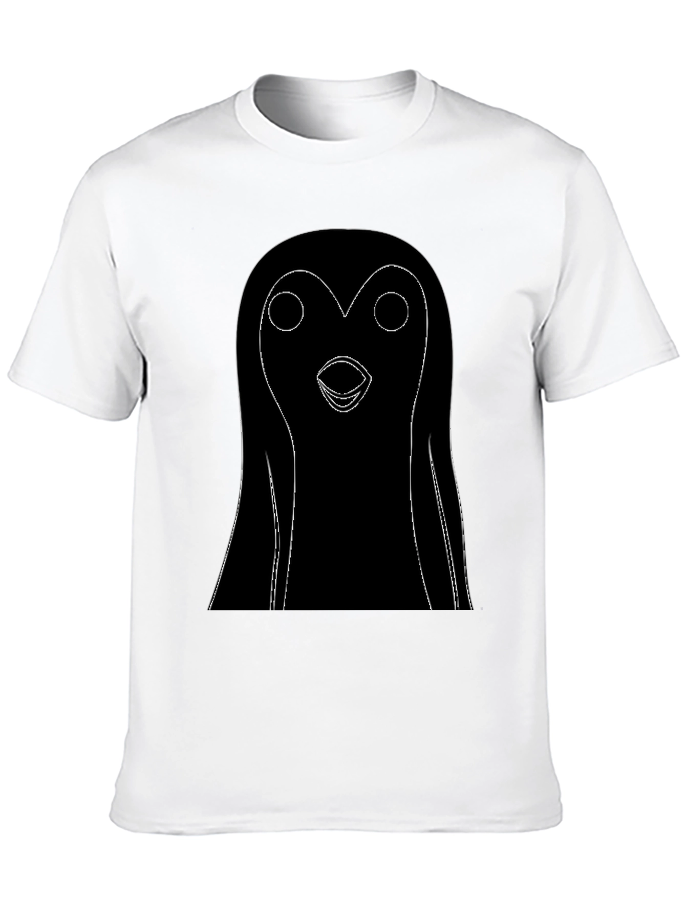Black T-Shirt with Cartoon Penguin Graphic