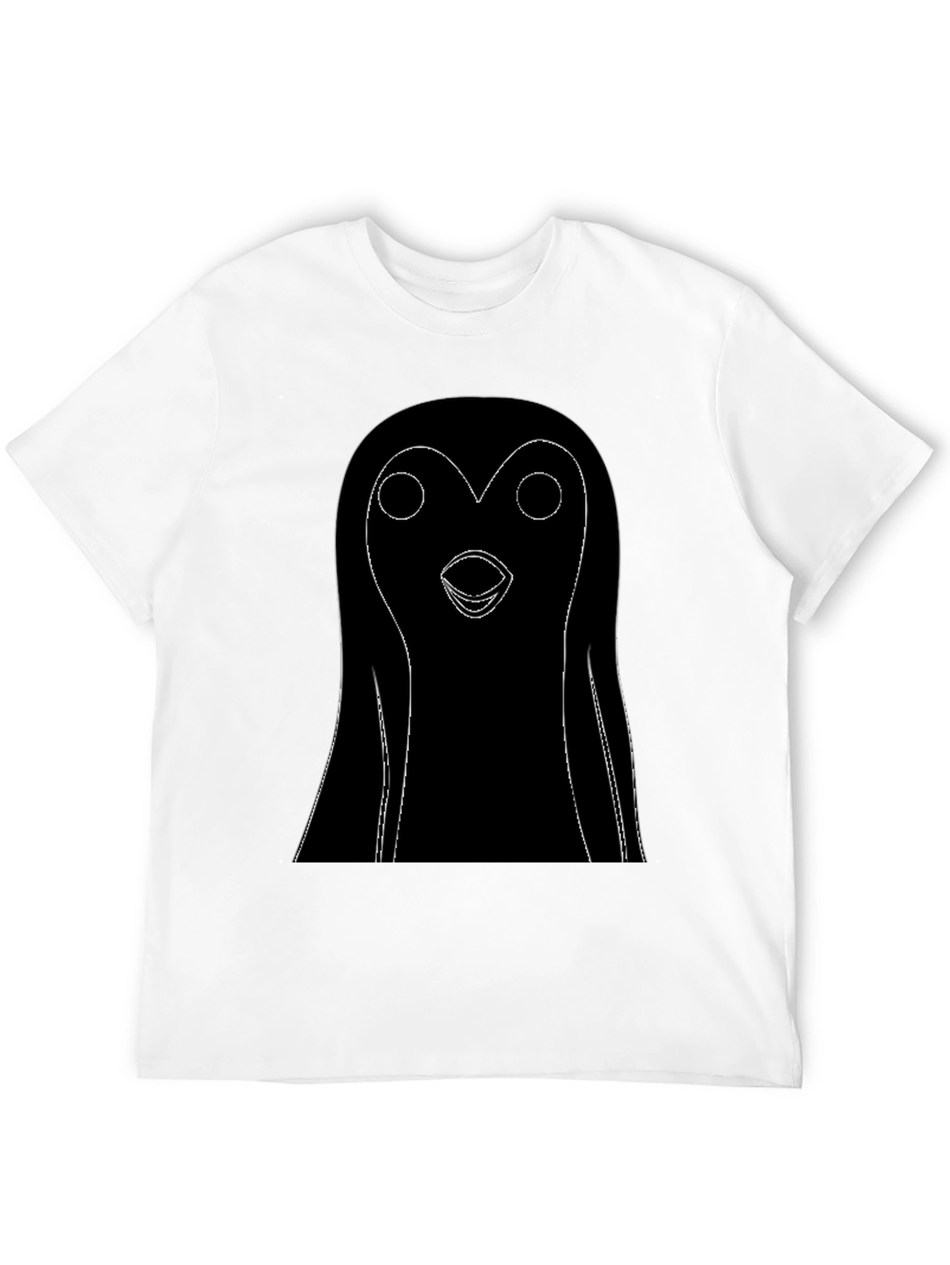 Black T-Shirt with Cartoon Penguin Graphic
