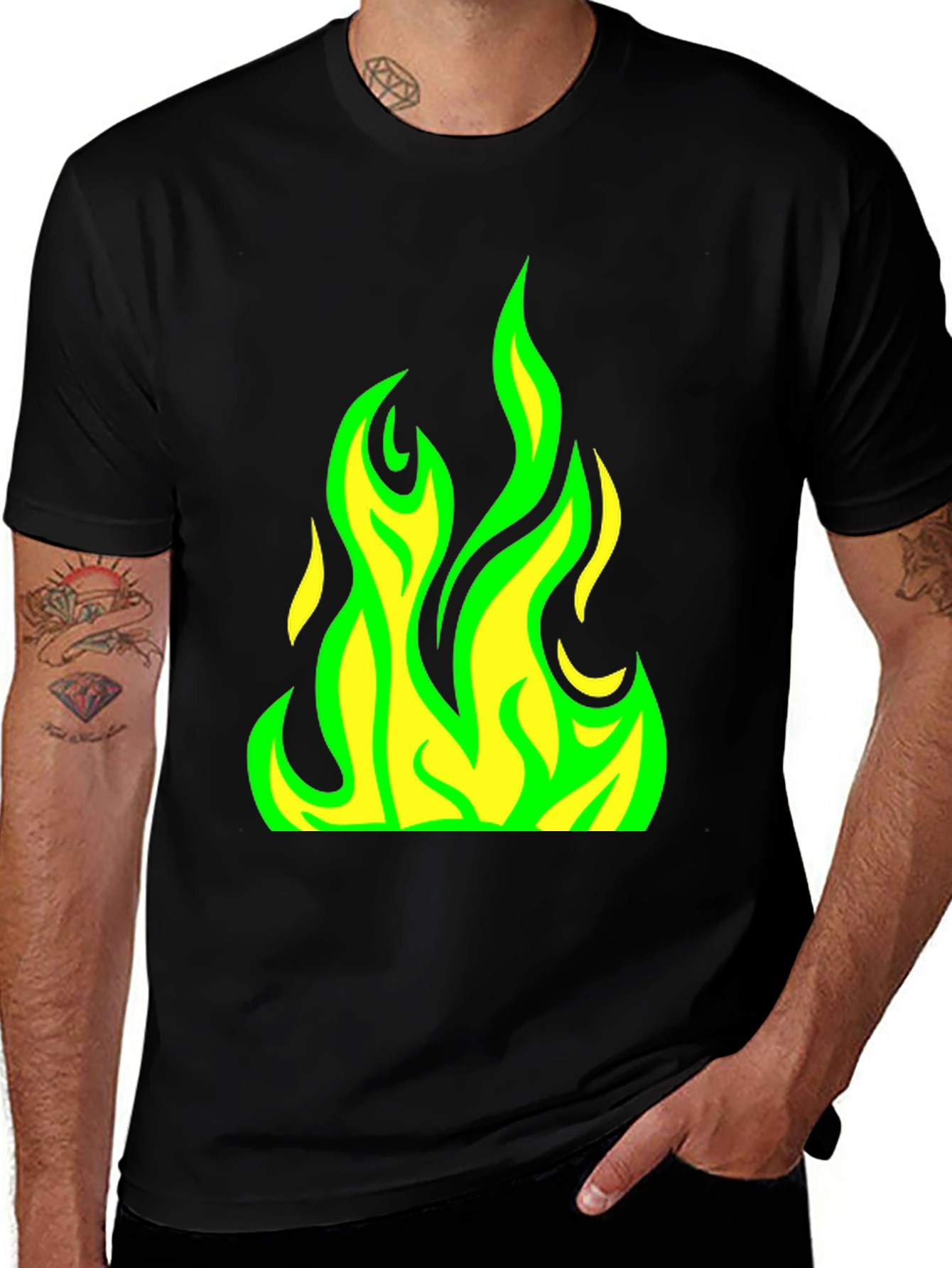 Flame Graphic T-Shirt - Cool Neon Fire Design