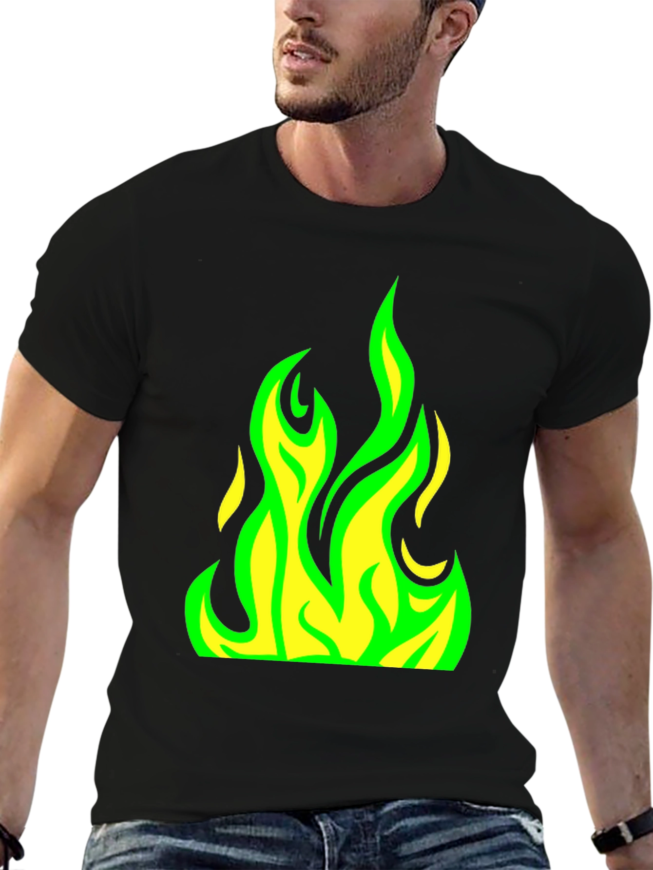 Flame Graphic T-Shirt - Cool Neon Fire Design