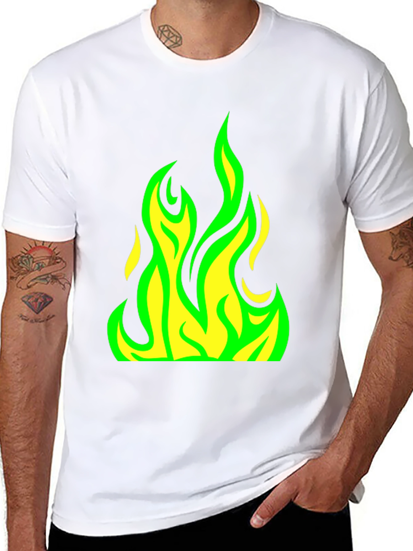 Flame Graphic T-Shirt - Cool Neon Fire Design