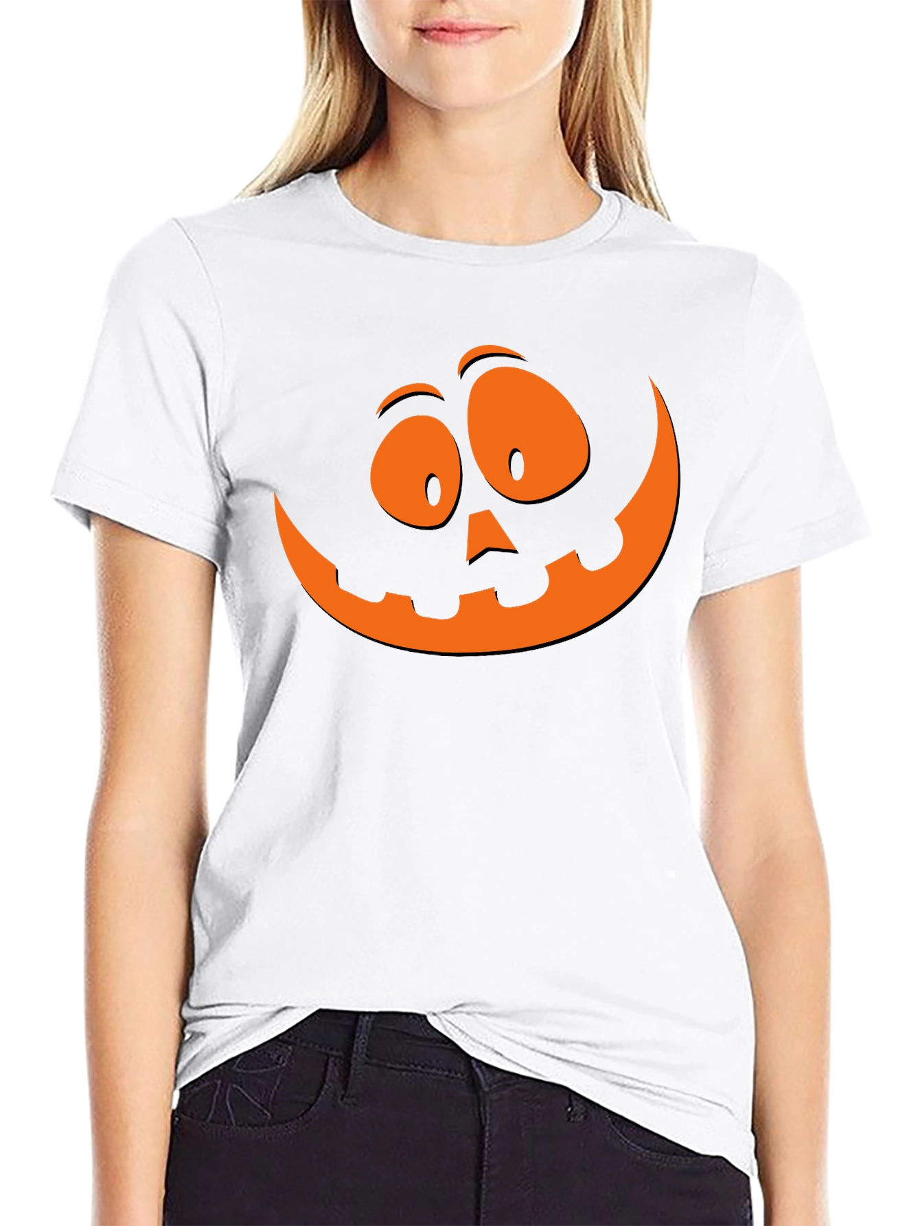Halloween Pumpkin Face Graphic T-Shirt - Spooky Season Tee