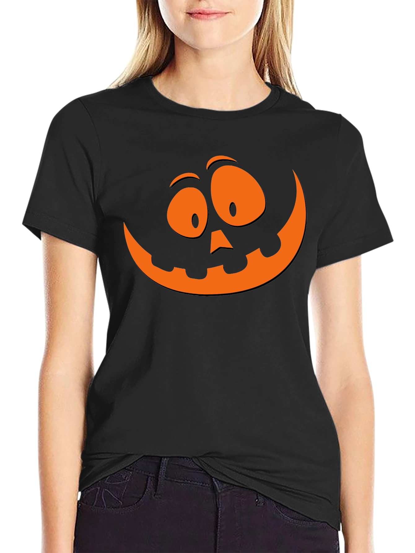 Halloween Pumpkin Face Graphic T-Shirt - Spooky Season Tee