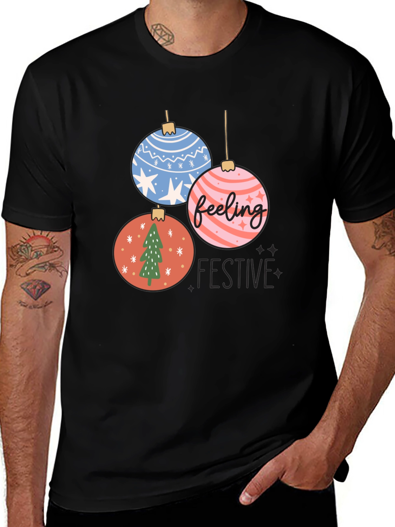 Feeling Festive Christmas Ornament Graphic Tee