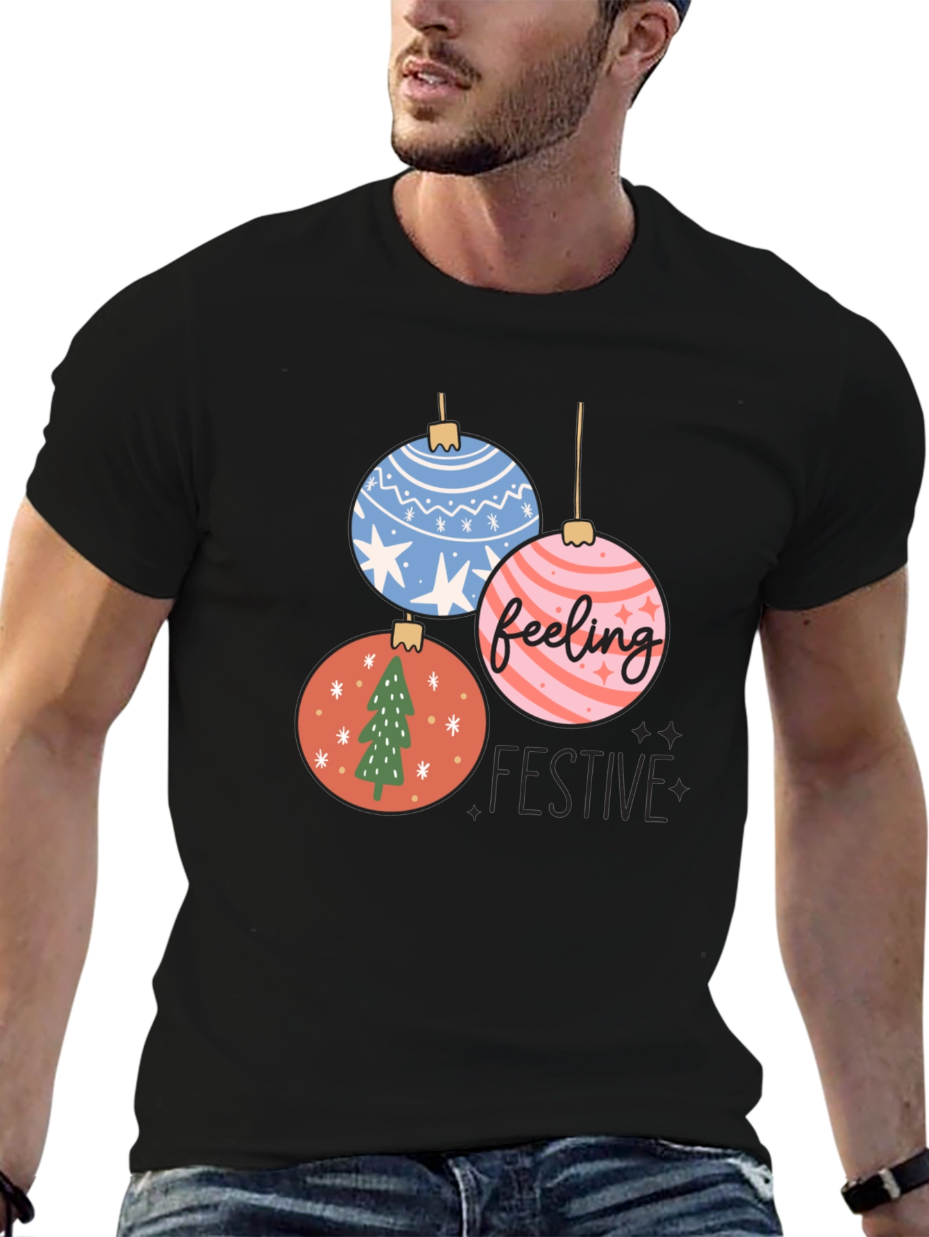 Feeling Festive Christmas Ornament Graphic Tee