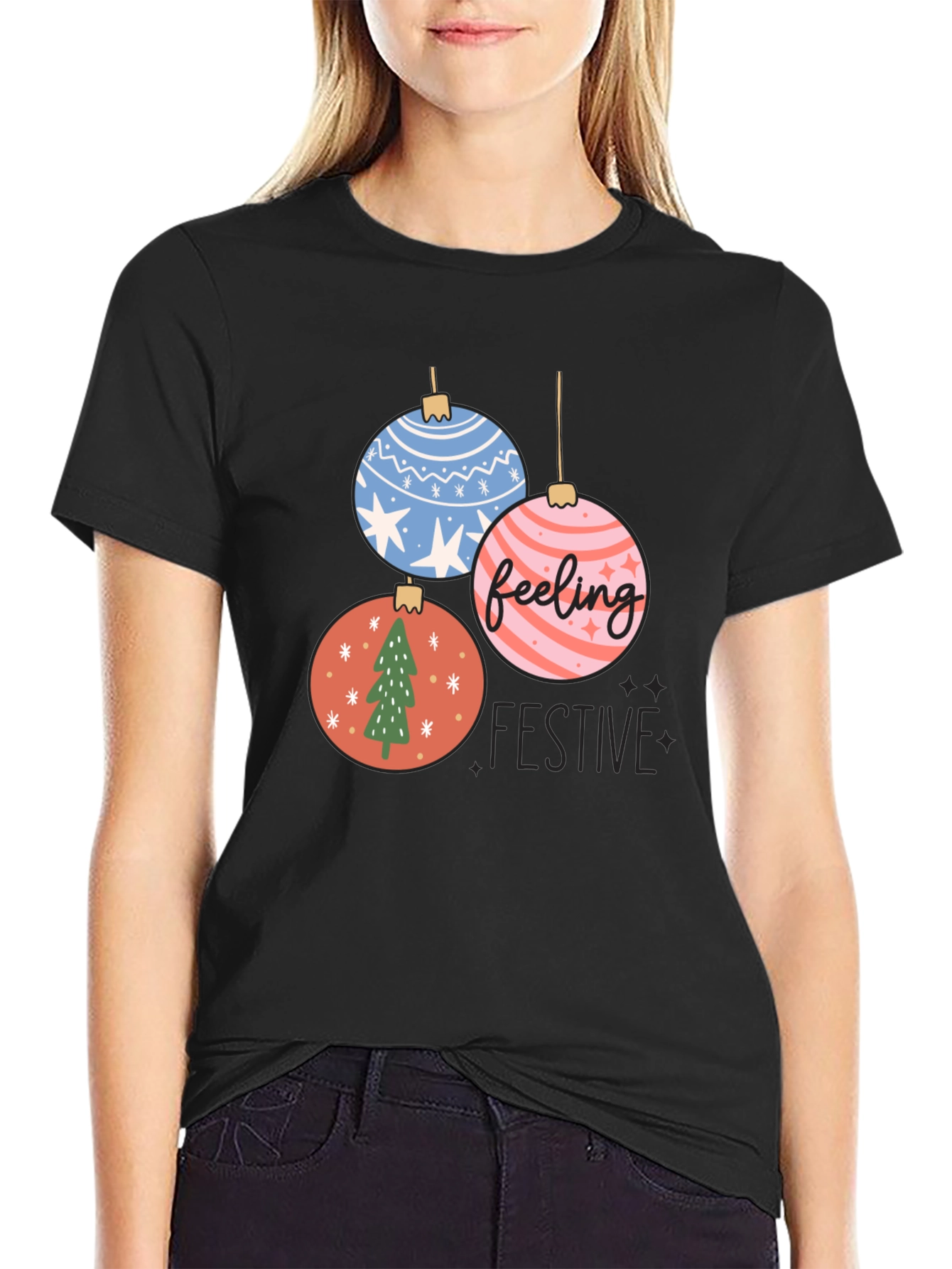Feeling Festive Christmas Ornament Graphic Tee