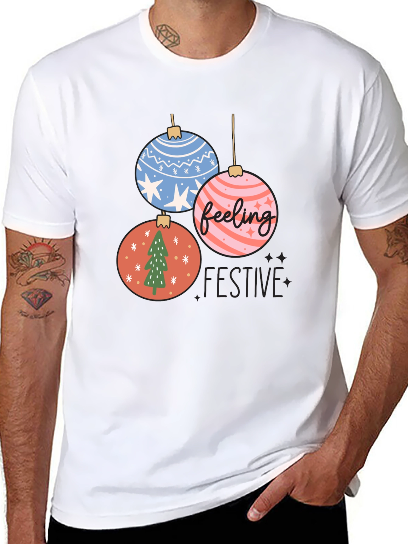 Feeling Festive Christmas Ornament Graphic Tee
