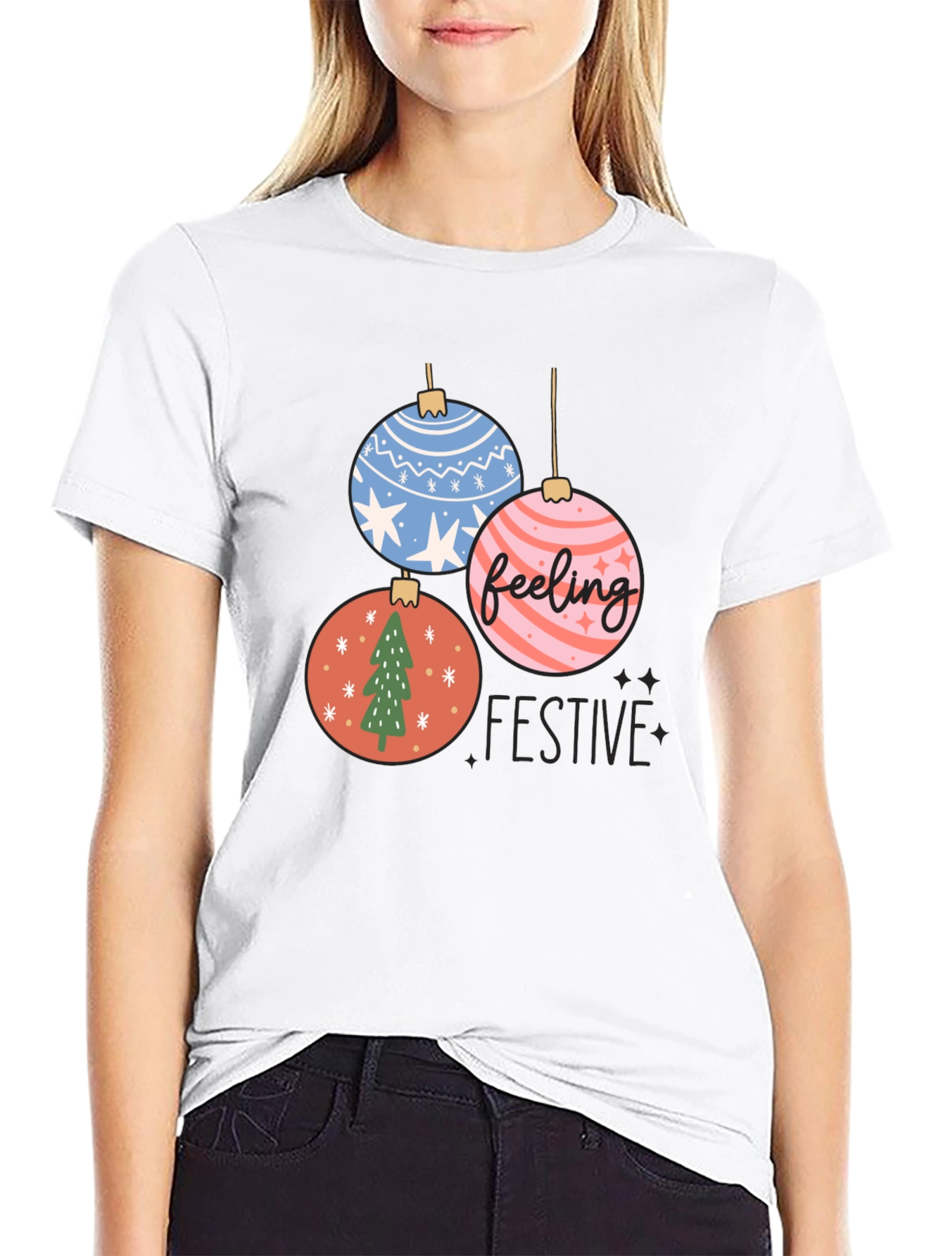 Feeling Festive Christmas Ornament Graphic Tee
