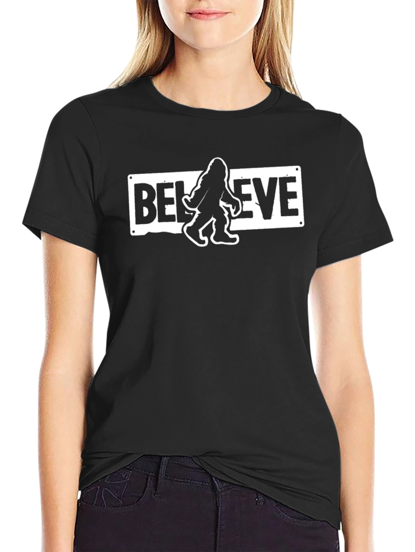 Believe Bigfoot Graphic Tee - Black