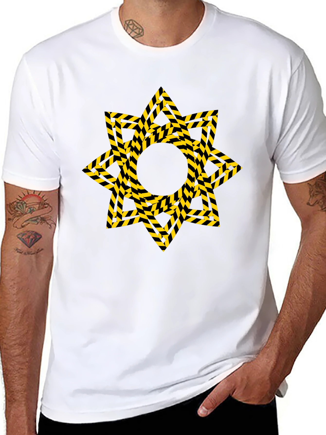 Striped Star Graphic Black T-Shirt