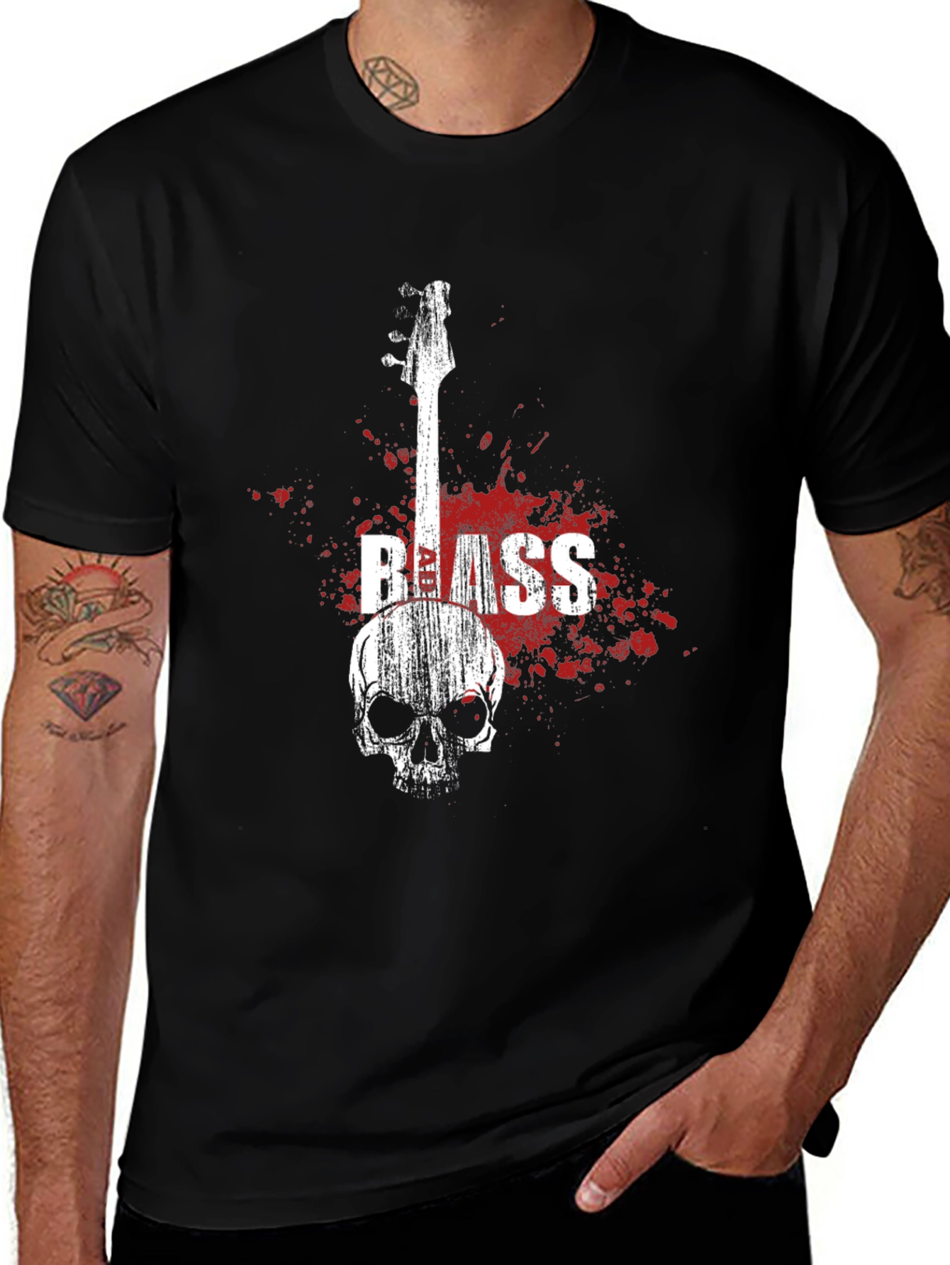 Skull Bass Guitar Graphic Tee