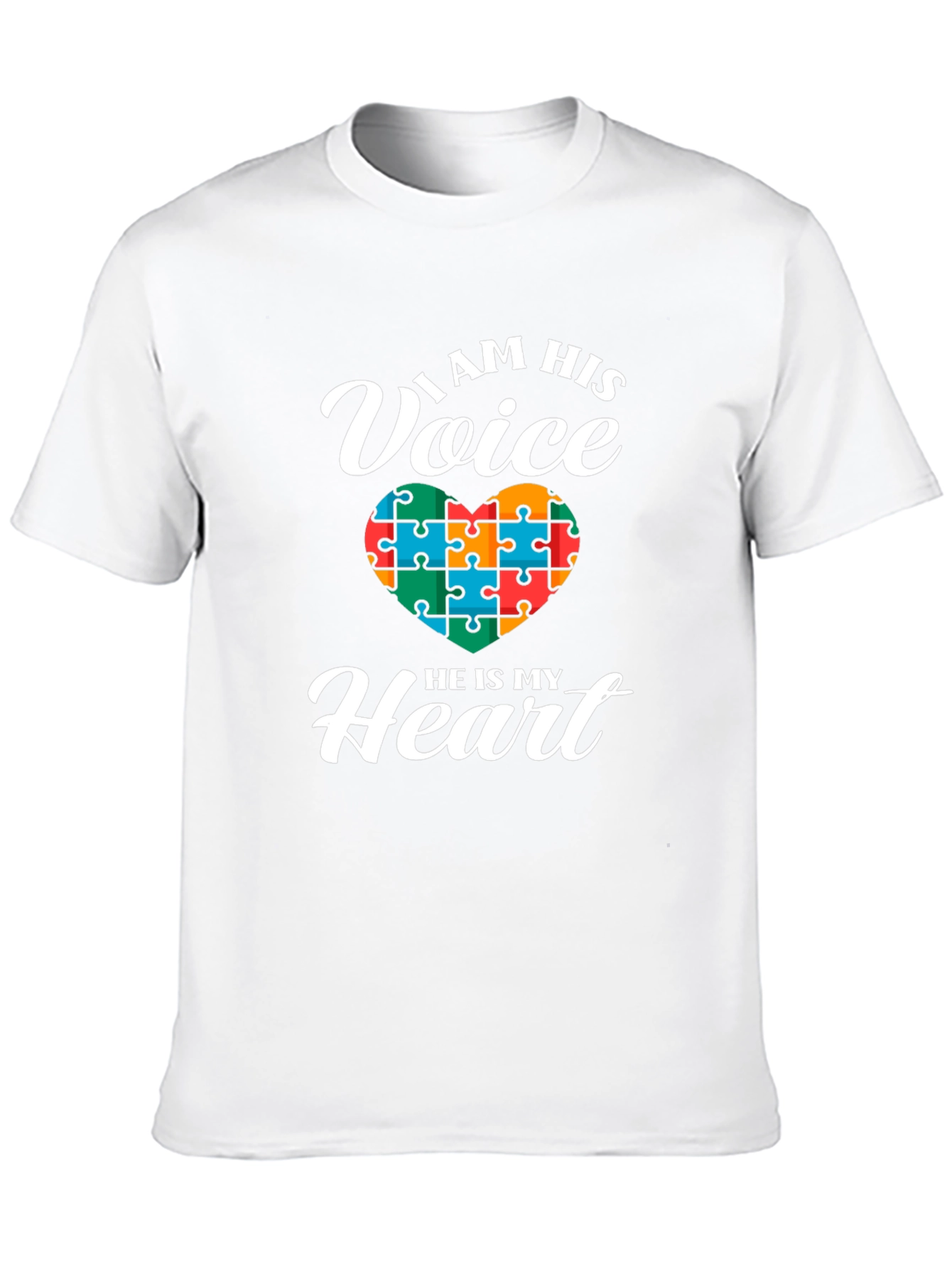 Autism Awareness I Am His Voice Heart Puzzle T-Shirt