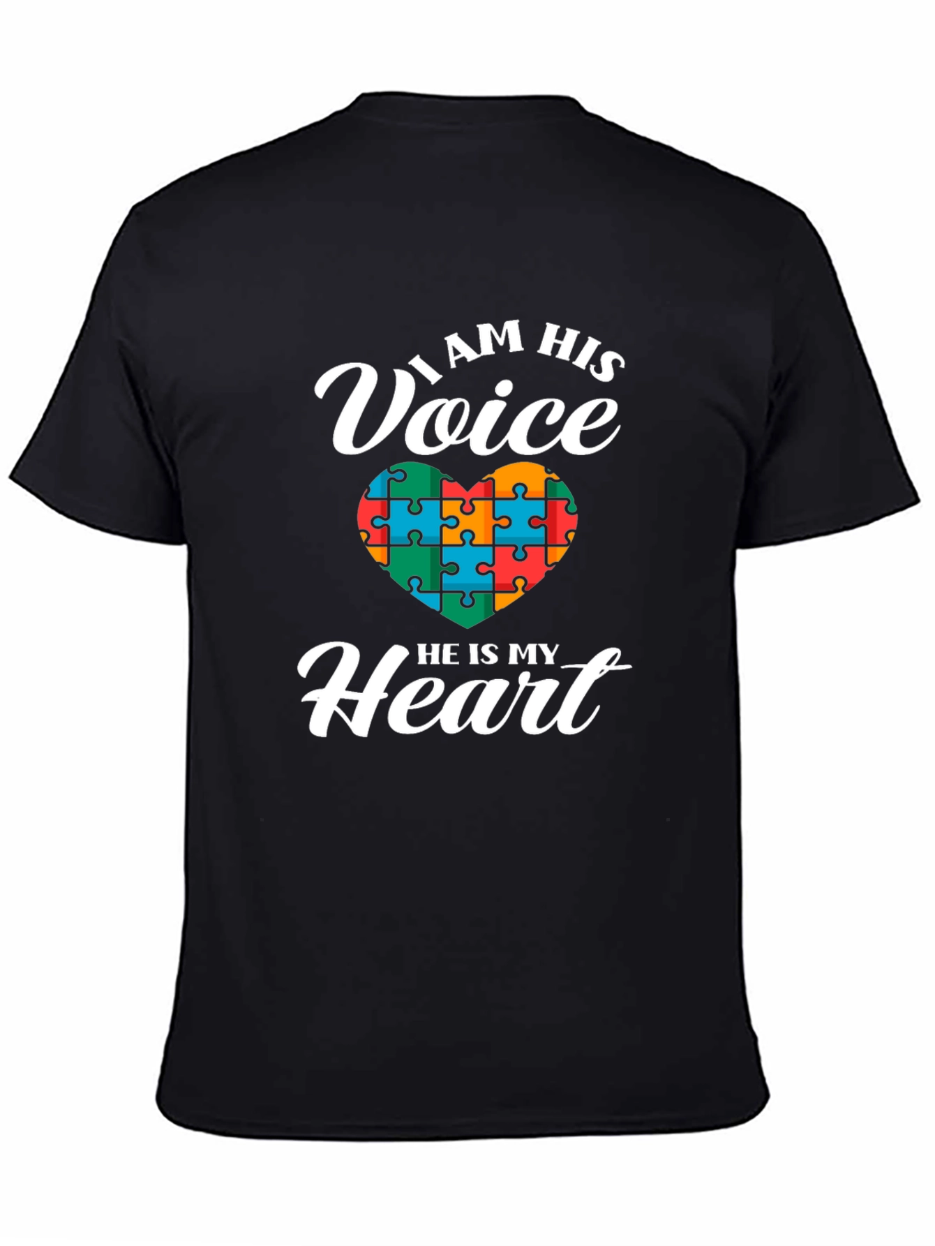 Autism Awareness I Am His Voice Heart Puzzle T-Shirt