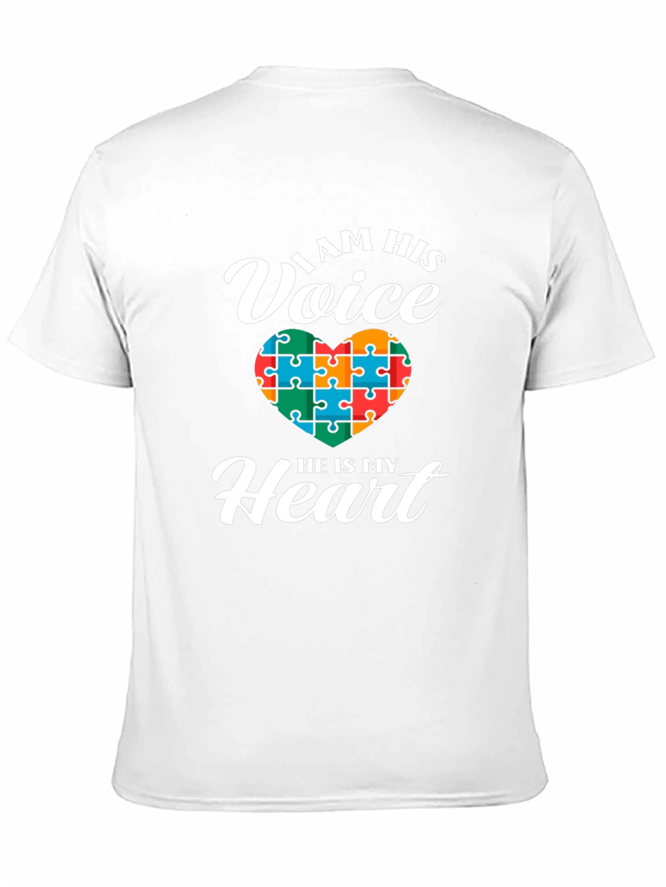 Autism Awareness I Am His Voice Heart Puzzle T-Shirt
