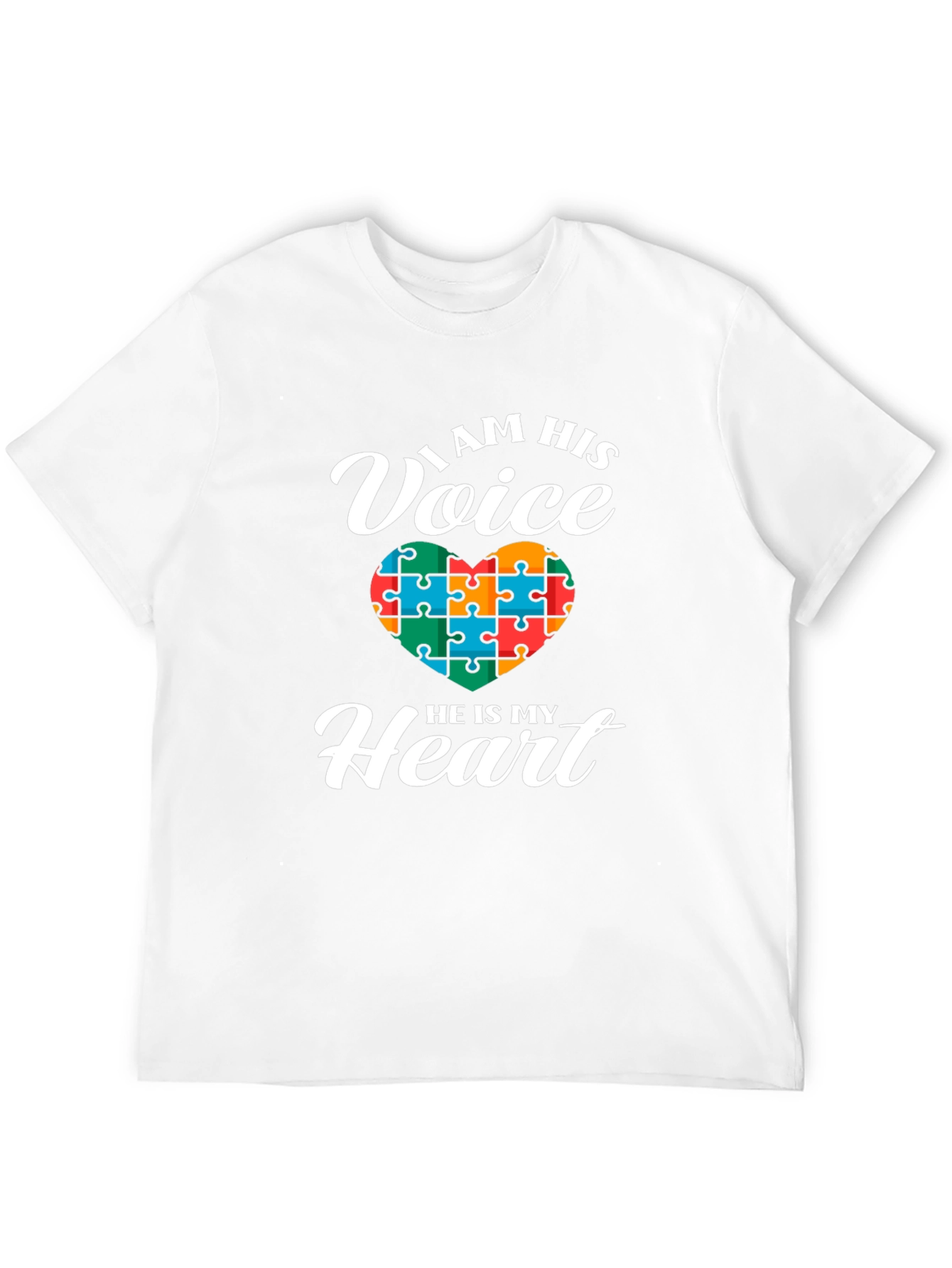 Autism Awareness I Am His Voice Heart Puzzle T-Shirt