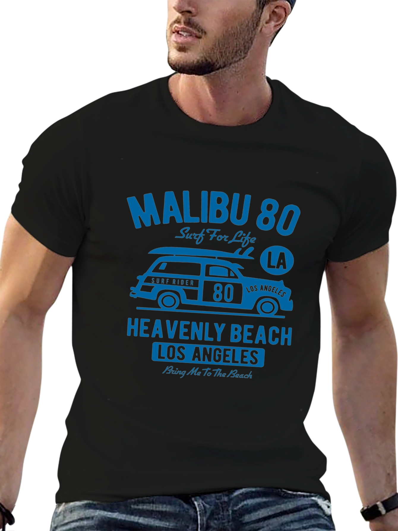 Malibu 80 Surf Graphic T-Shirt - Black