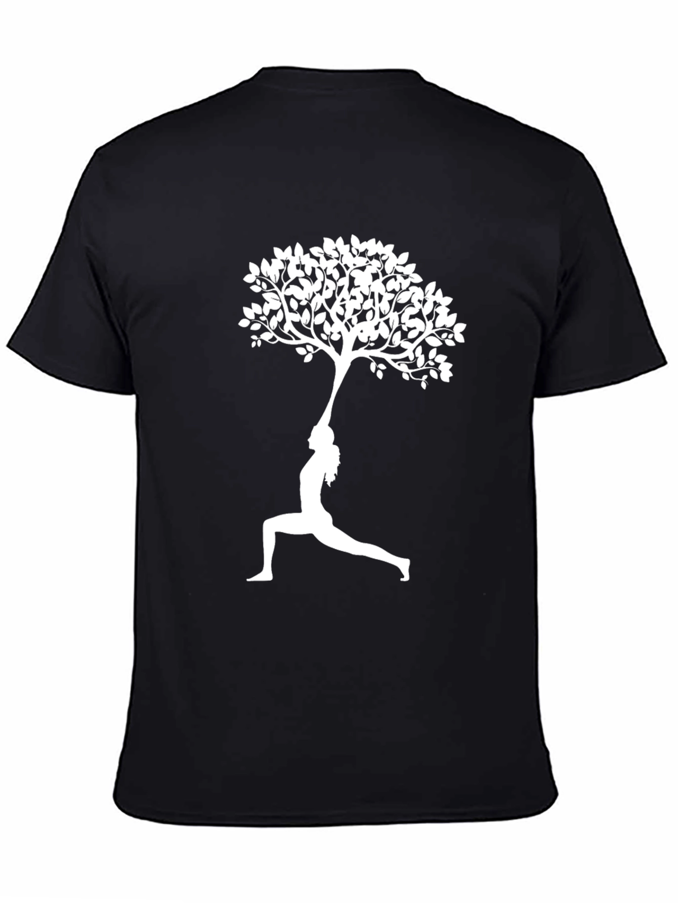 Yoga Tree Pose Graphic Tee - Black Cotton T-Shirt