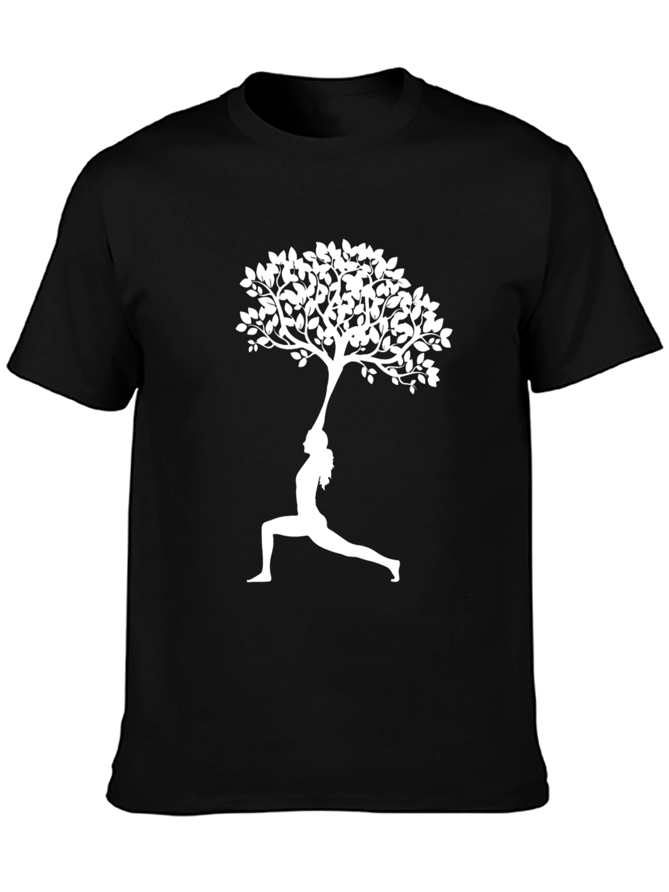 Yoga Tree Pose Graphic Tee - Black Cotton T-Shirt