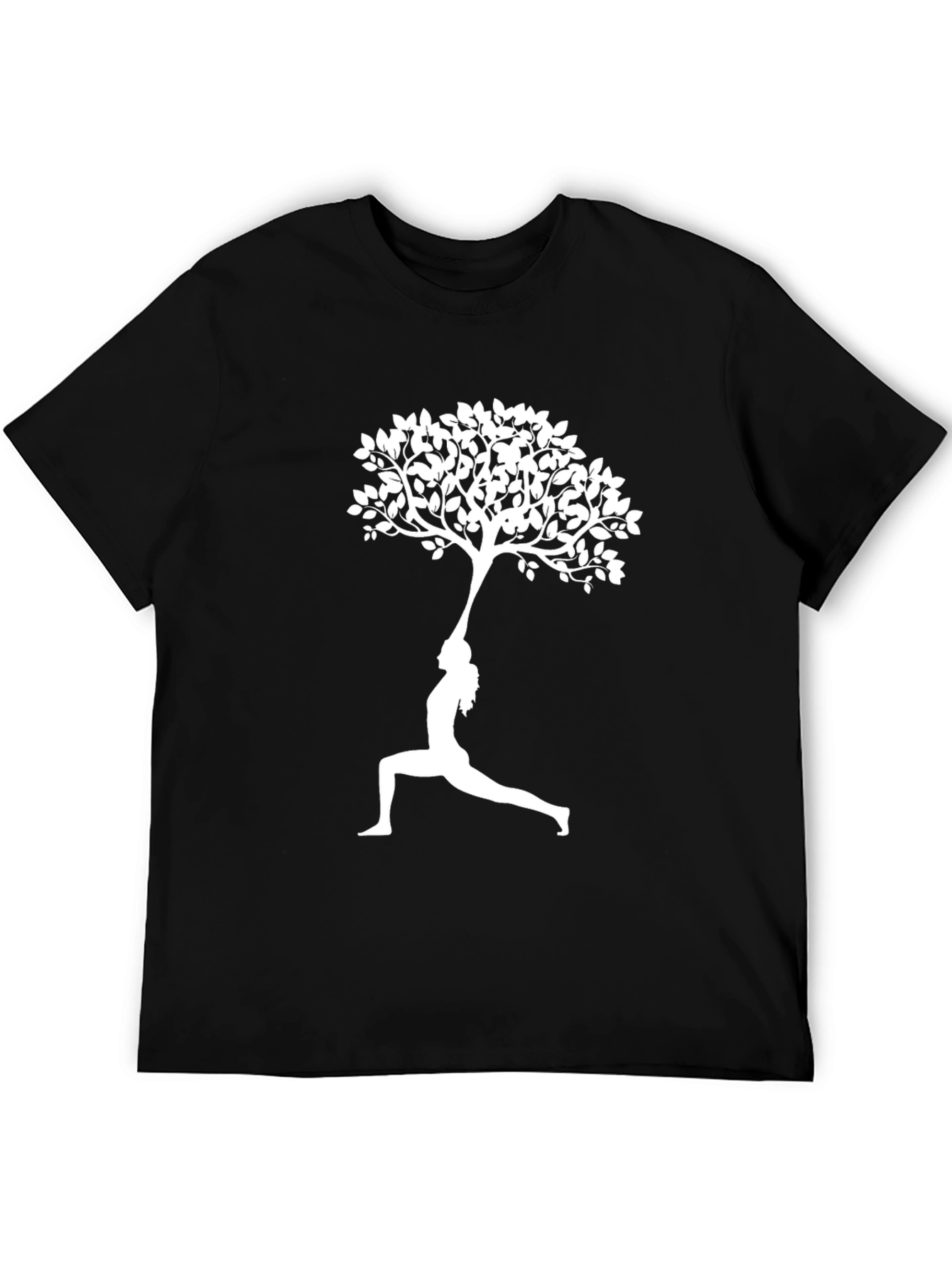Yoga Tree Pose Graphic Tee - Black Cotton T-Shirt