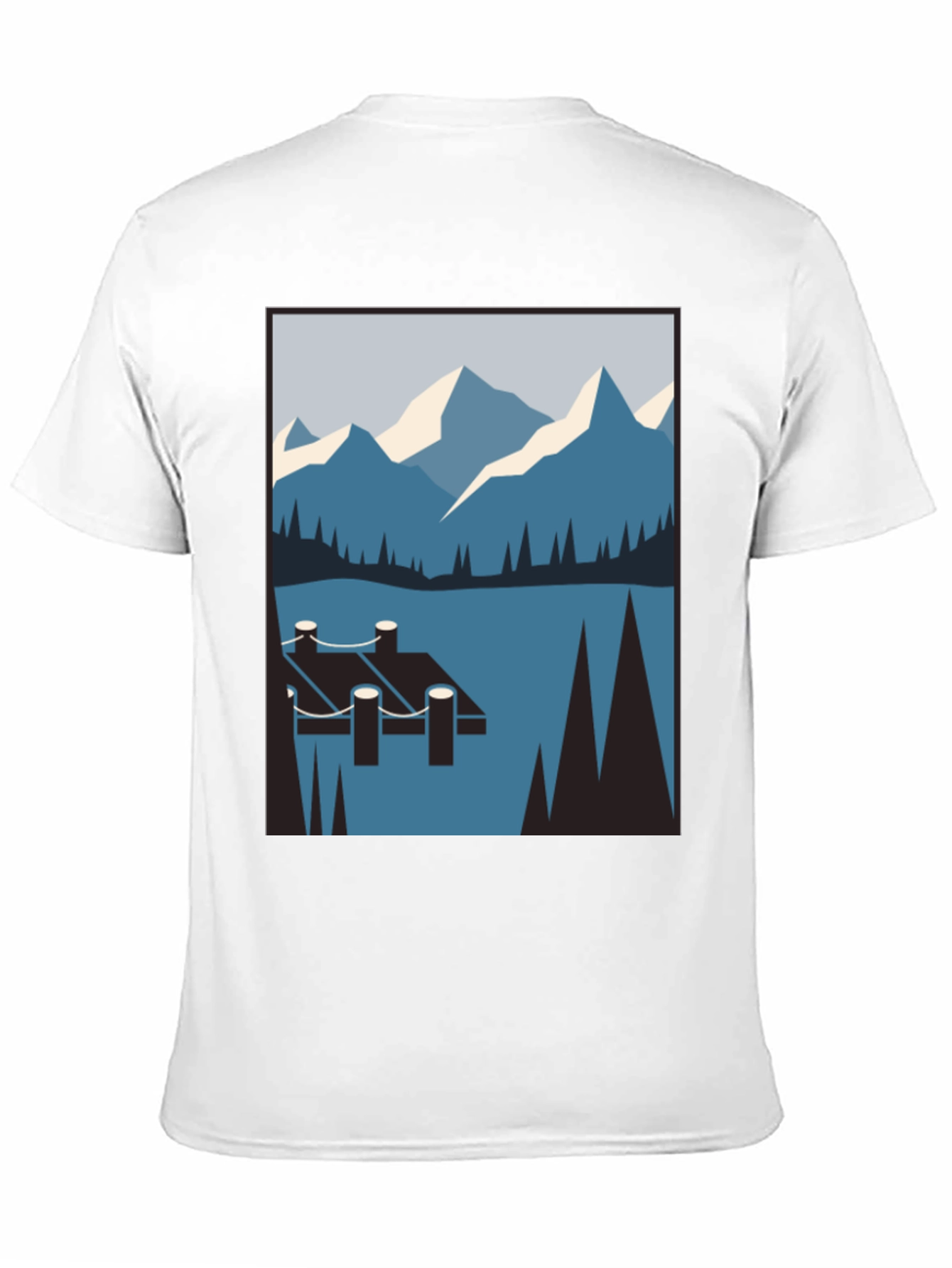 Mountain Lake Scene Graphic T-Shirt