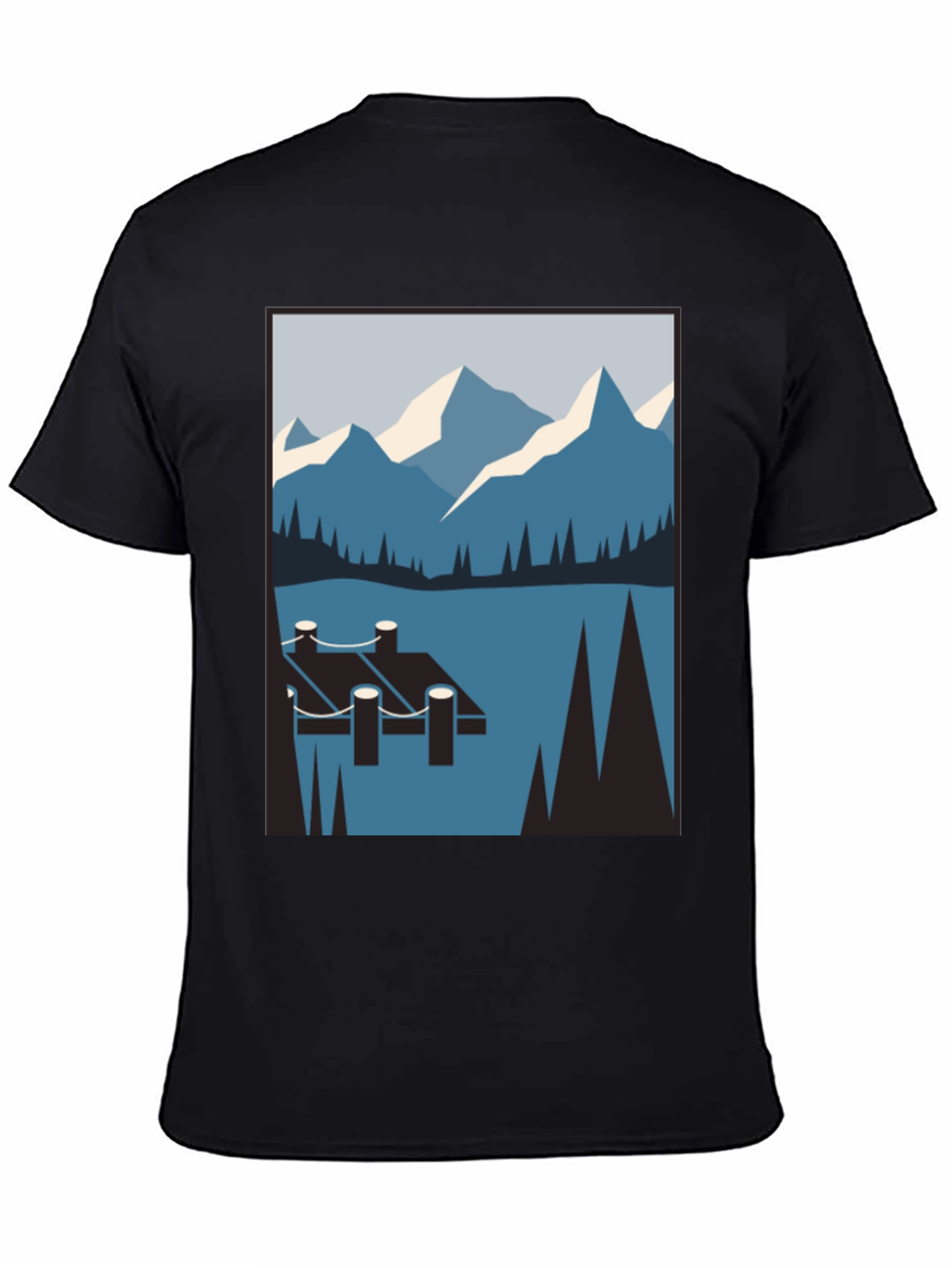 Mountain Lake Scene Graphic T-Shirt