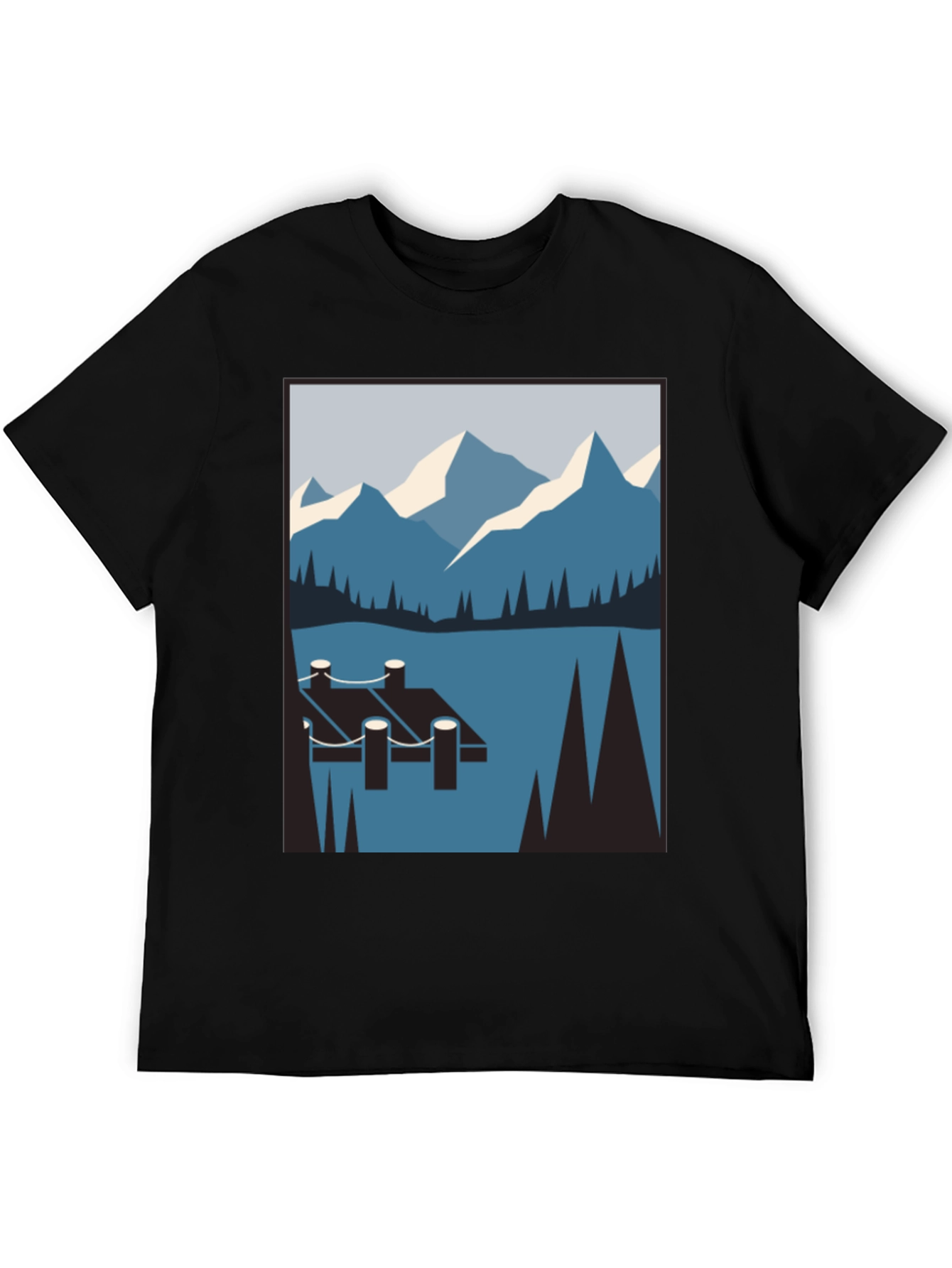 Mountain Lake Scene Graphic T-Shirt