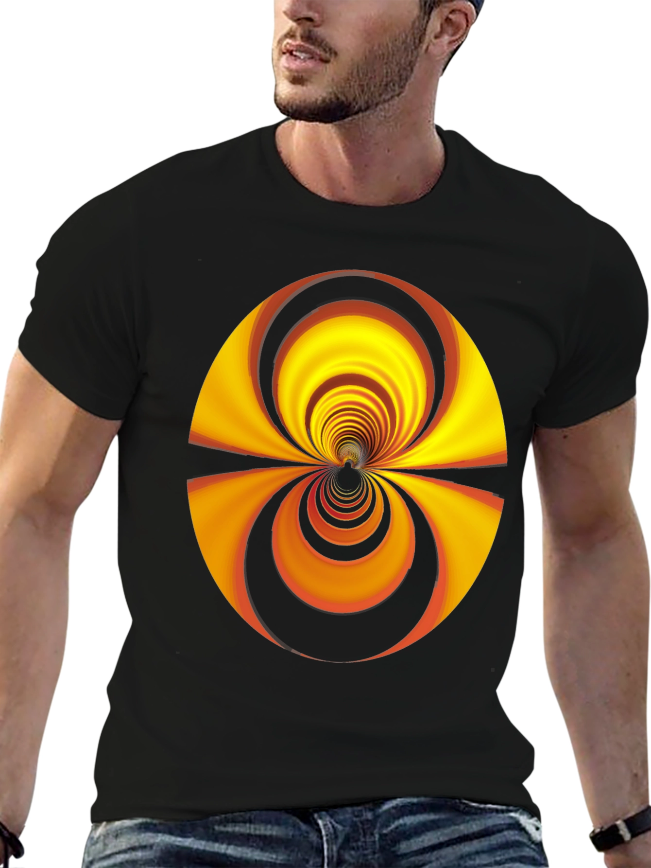 Retro Swirl Graphic Tee - Mens Black T-Shirt