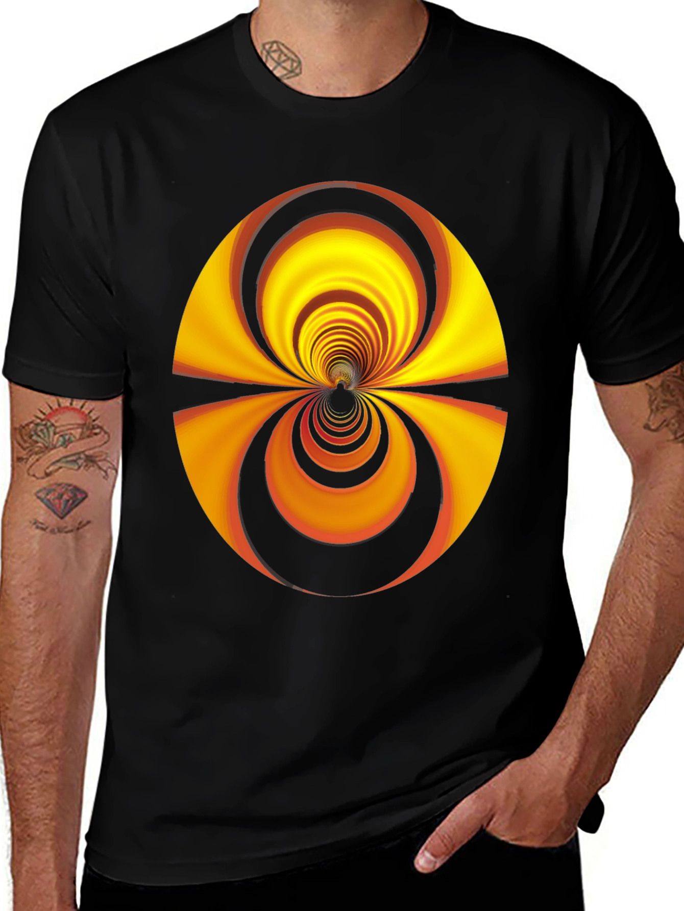 Retro Swirl Graphic Tee - Mens Black T-Shirt