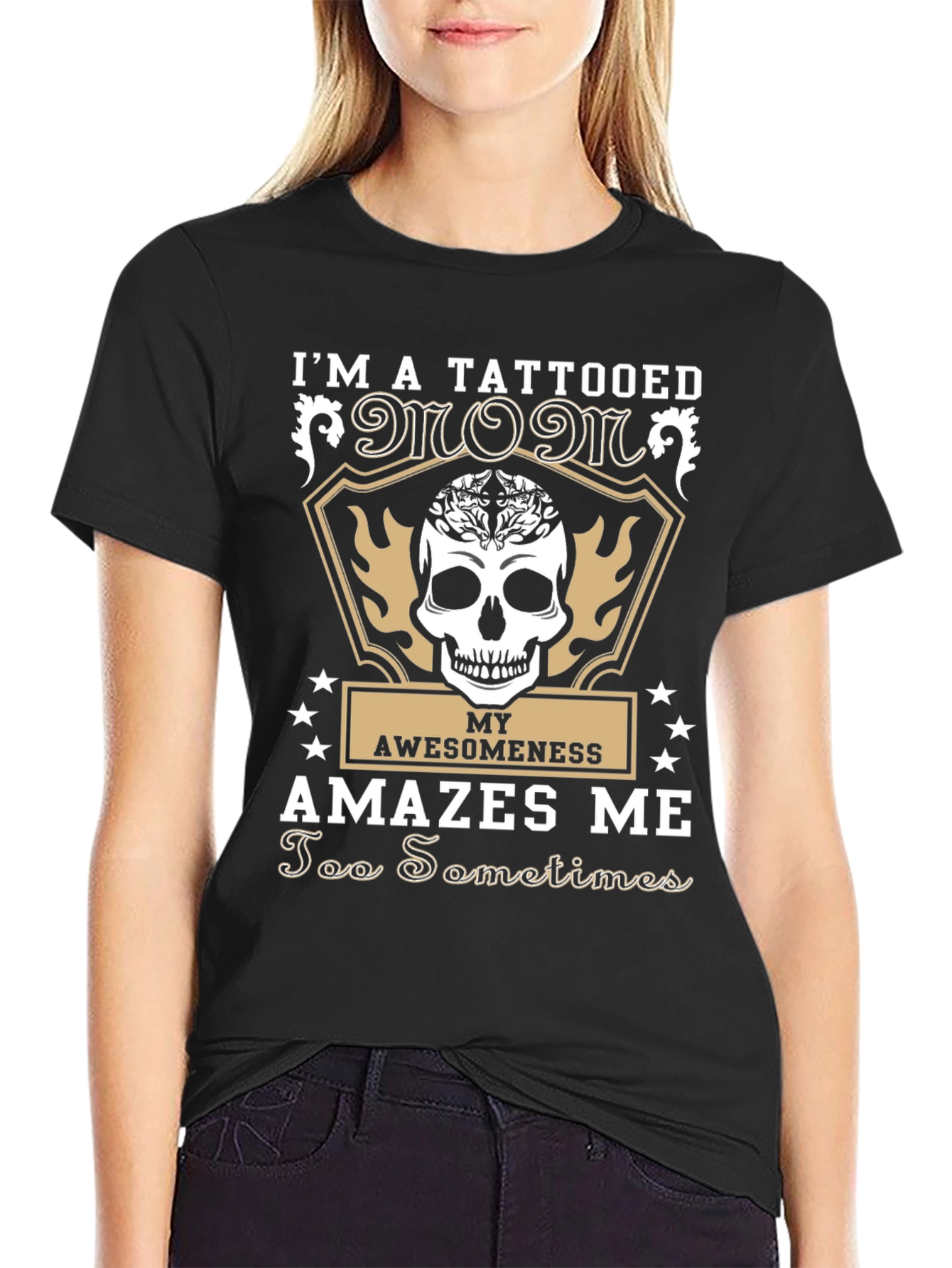 Tattooed Mom Graphic Tee - Skull & Awesomeness Design