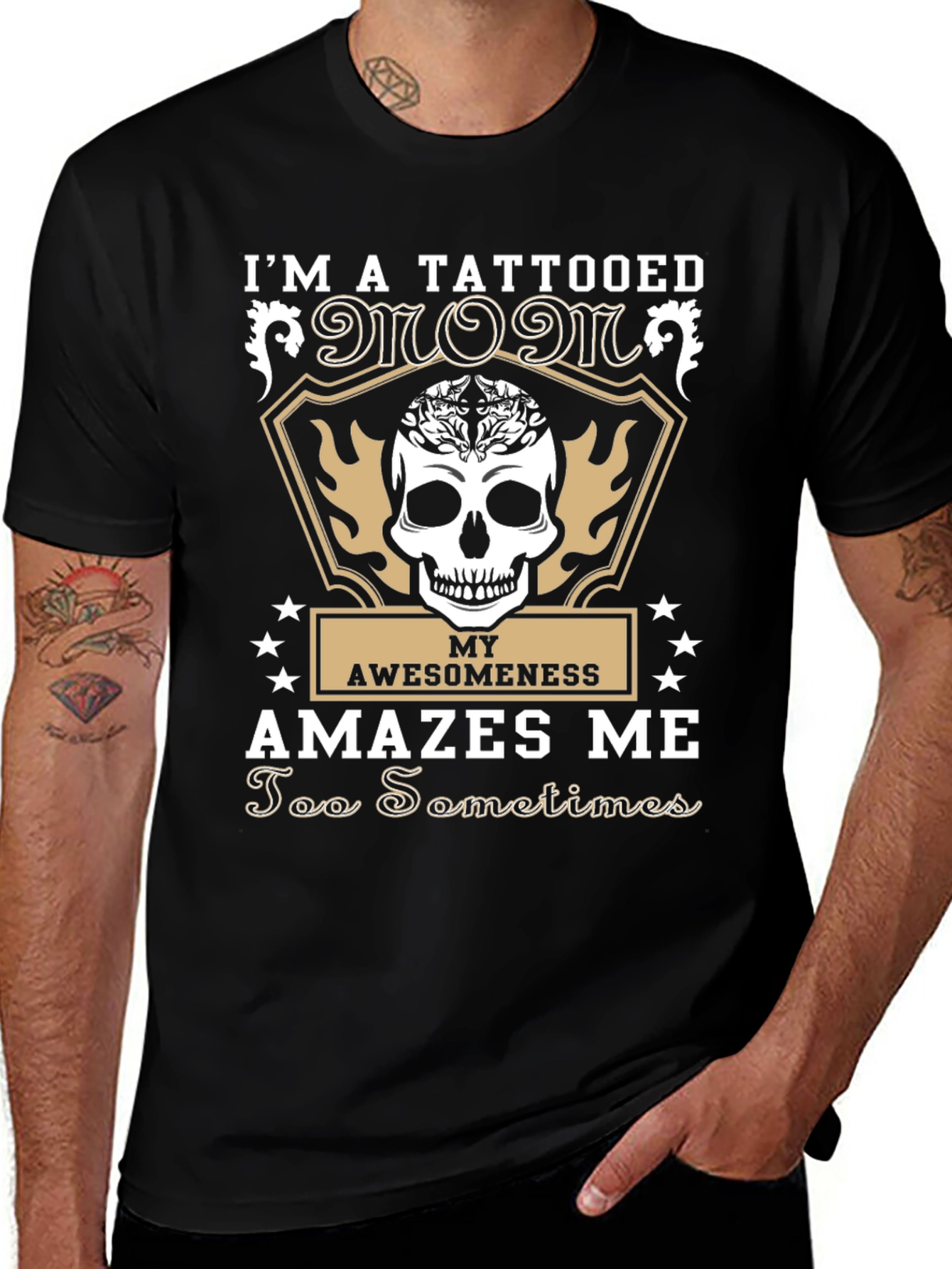 Tattooed Mom Graphic Tee - Skull & Awesomeness Design