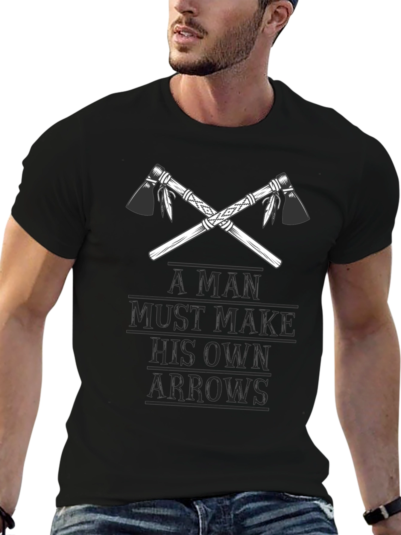 A Man Must Make His Own Arrows Black Tee