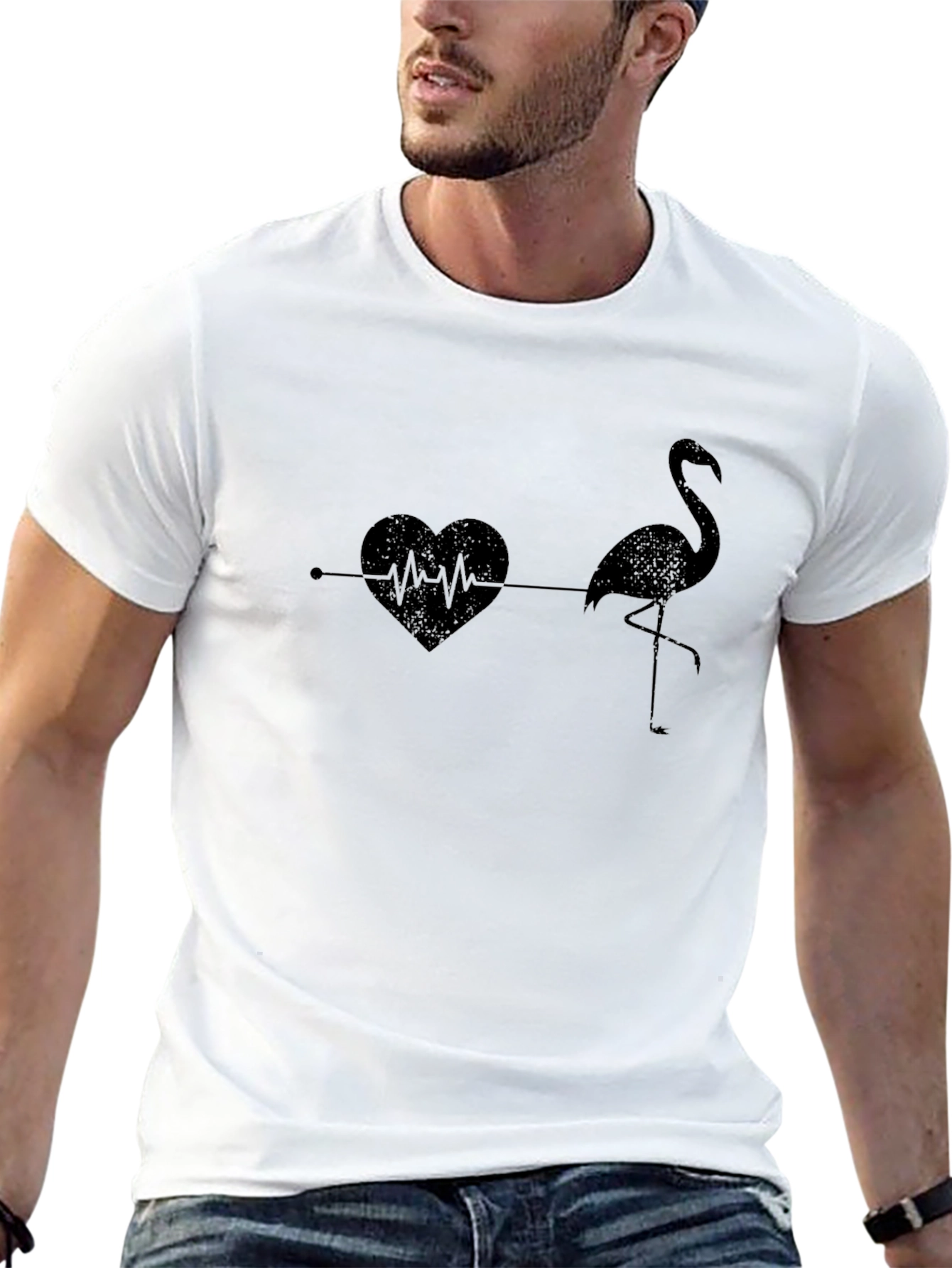 Flamingo Heartbeat T-Shirt - Stylish Graphic Tee