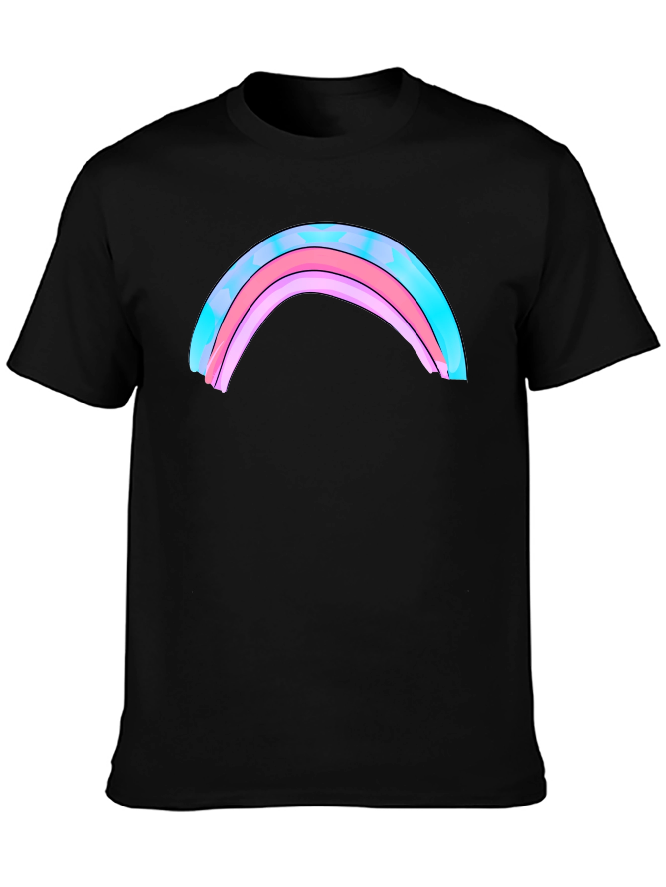 Rainbow Graphic Print Mens Black T-Shirt