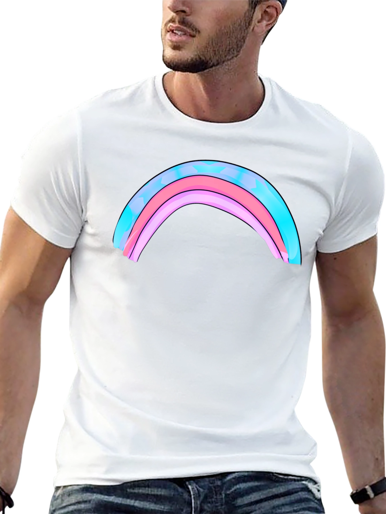 Rainbow Graphic Print Mens Black T-Shirt