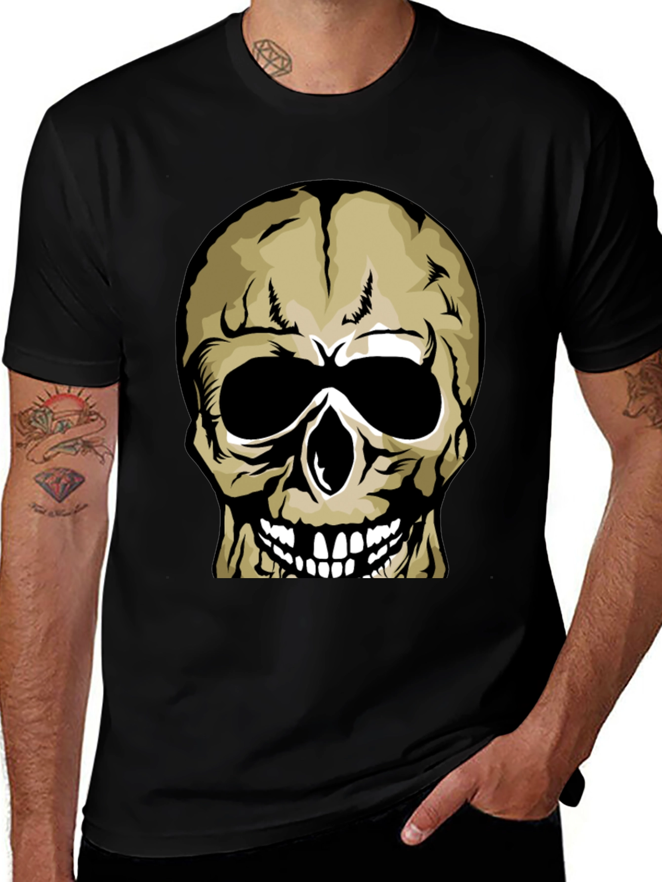 Skull Graphic Print Black T-Shirt