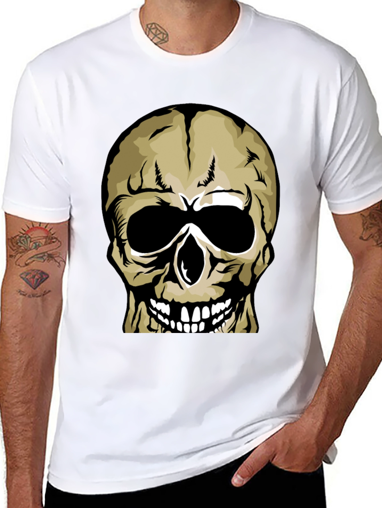 Skull Graphic Print Black T-Shirt