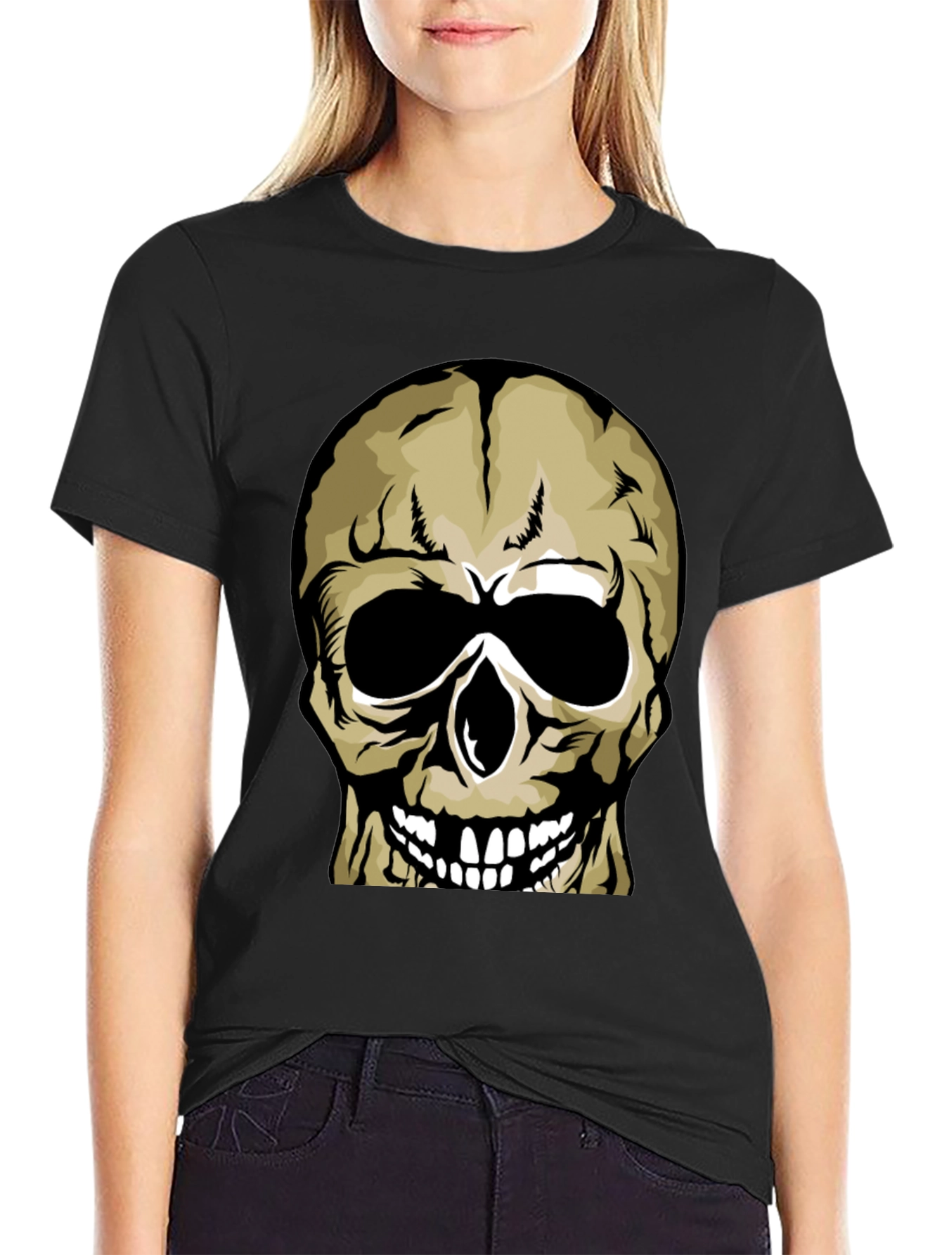 Skull Graphic Print Black T-Shirt