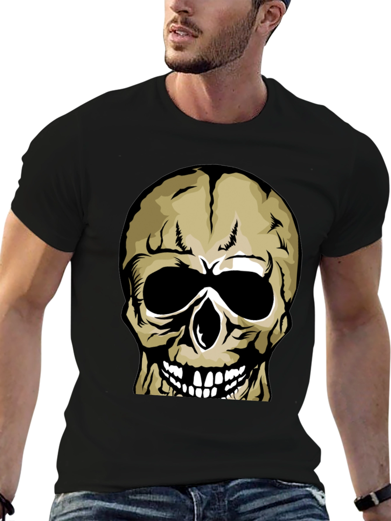 Skull Graphic Print Black T-Shirt