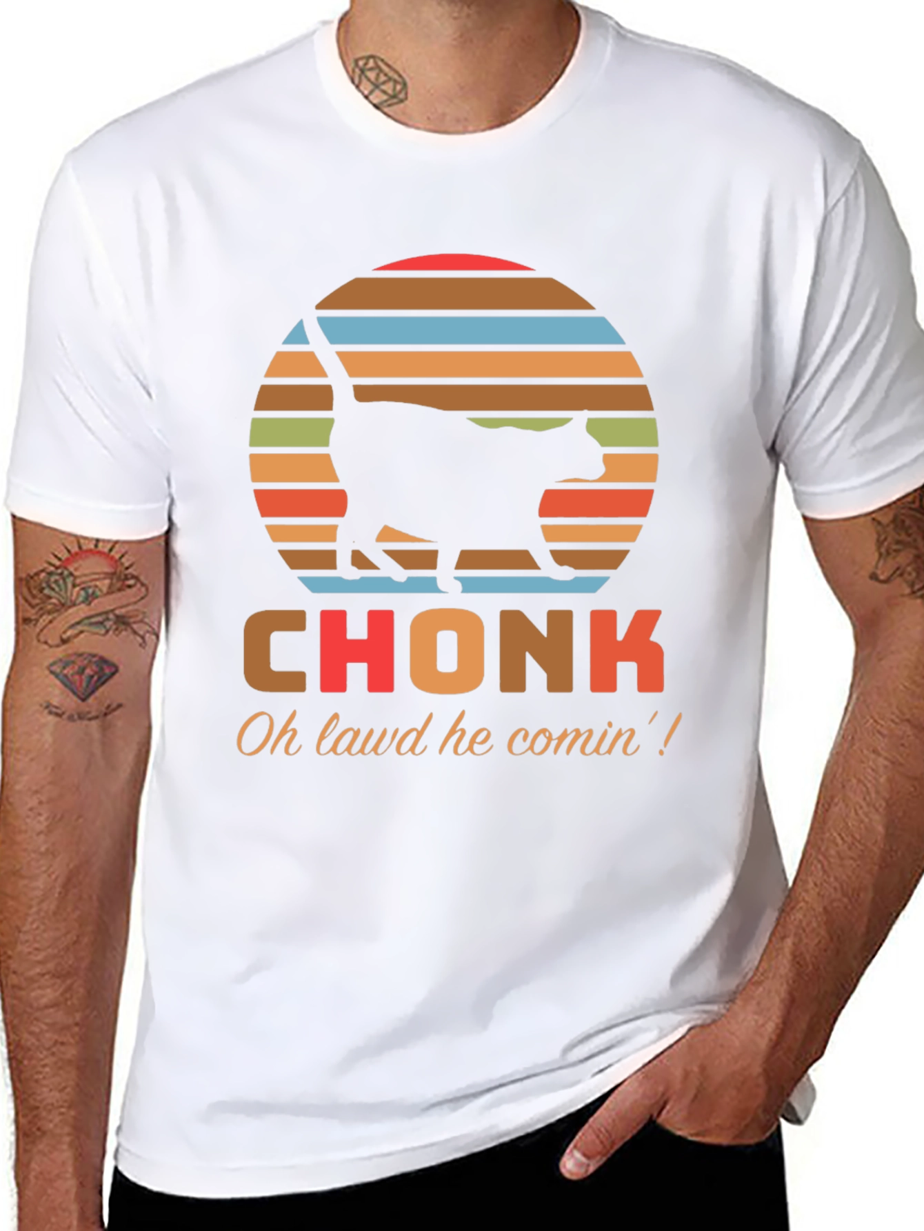 Chonk Cat T-Shirt - Oh Lawd He Comin!