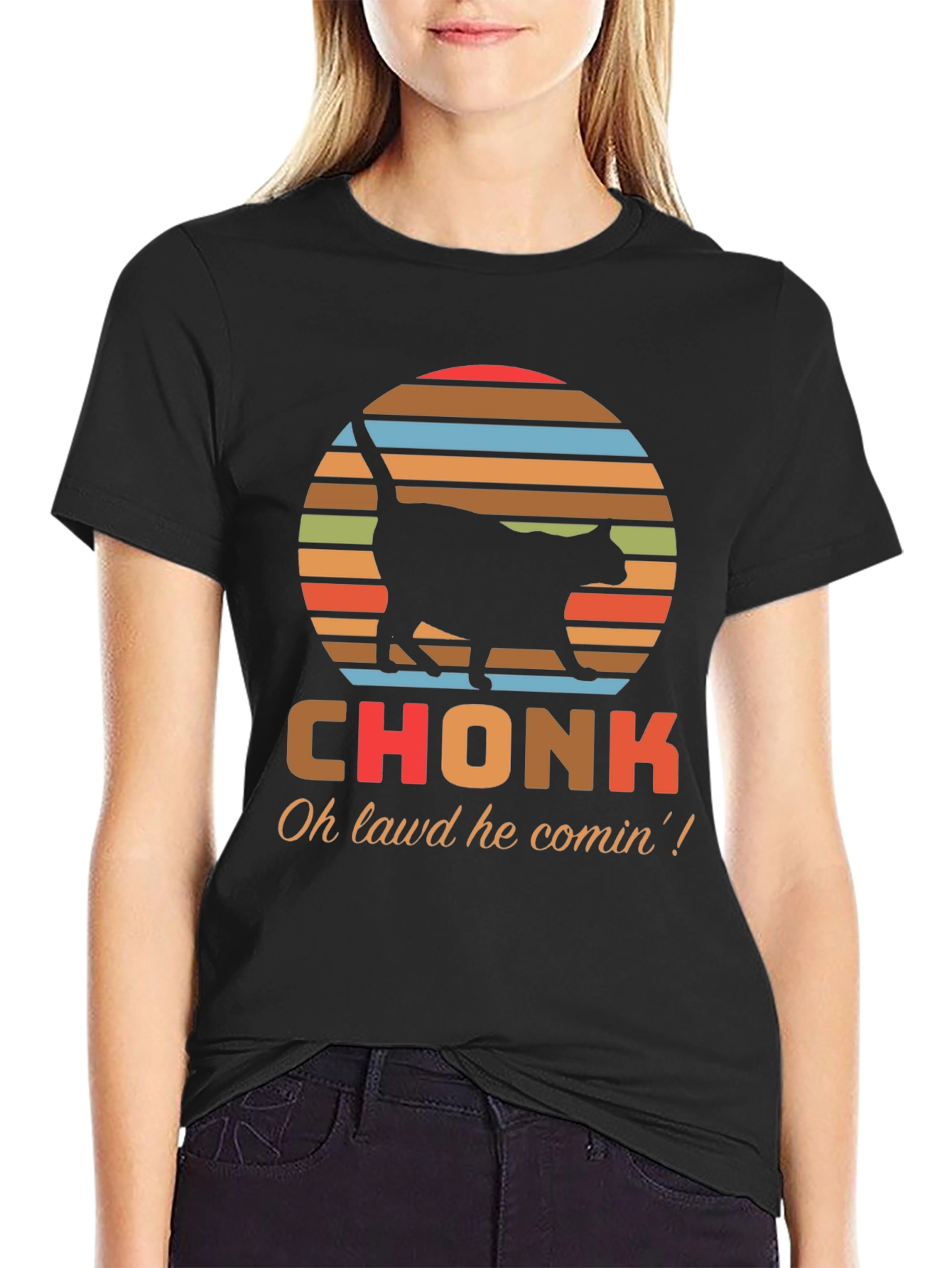 Chonk Cat T-Shirt - Oh Lawd He Comin!
