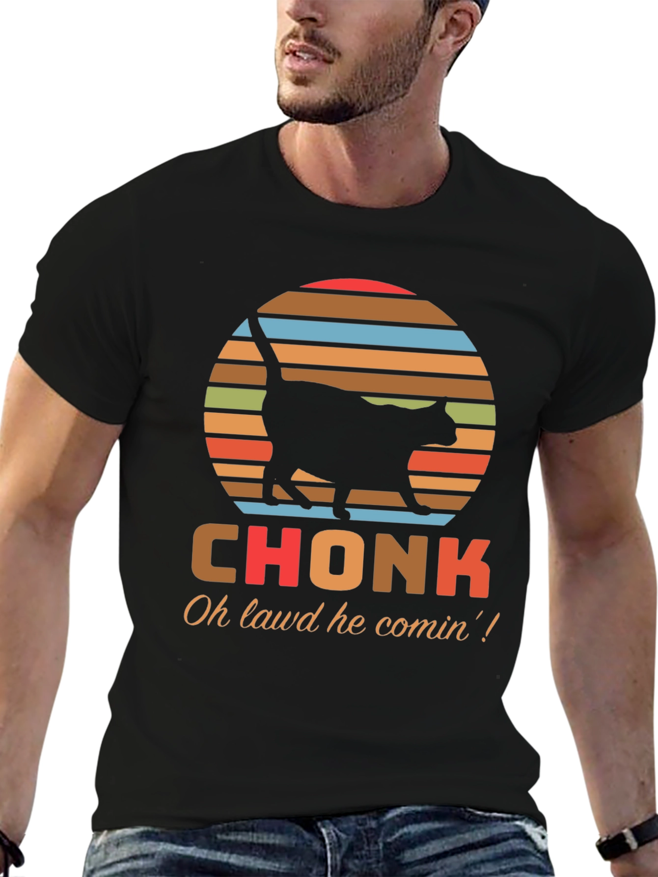 Chonk Cat T-Shirt - Oh Lawd He Comin!