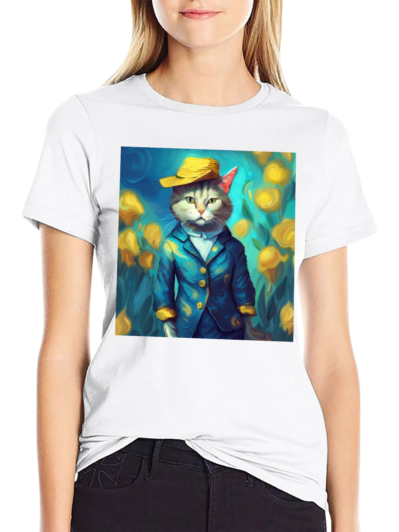 Cat Art T-Shirt - Whimsical Feline Fashion