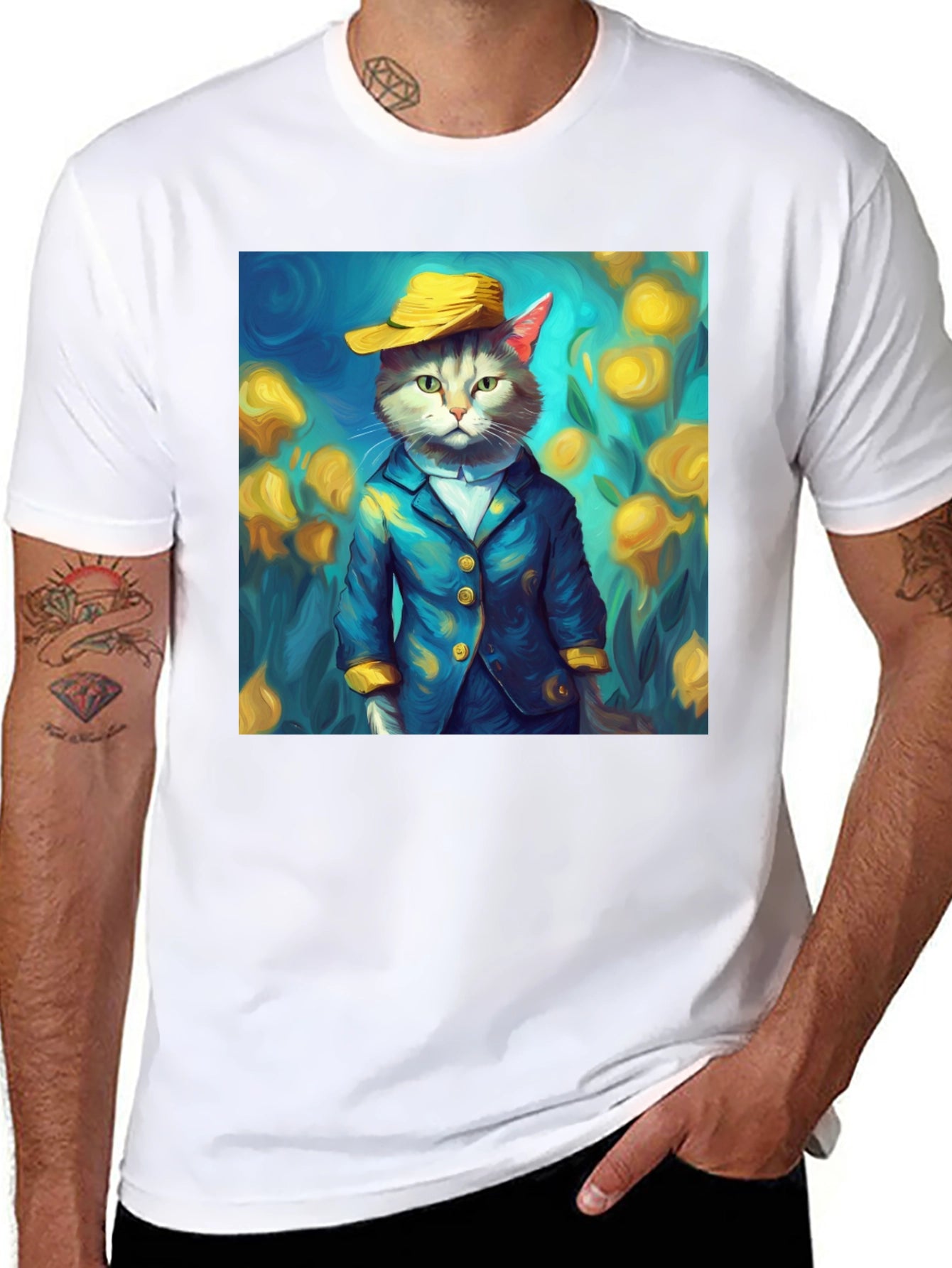 Cat Art T-Shirt - Whimsical Feline Fashion