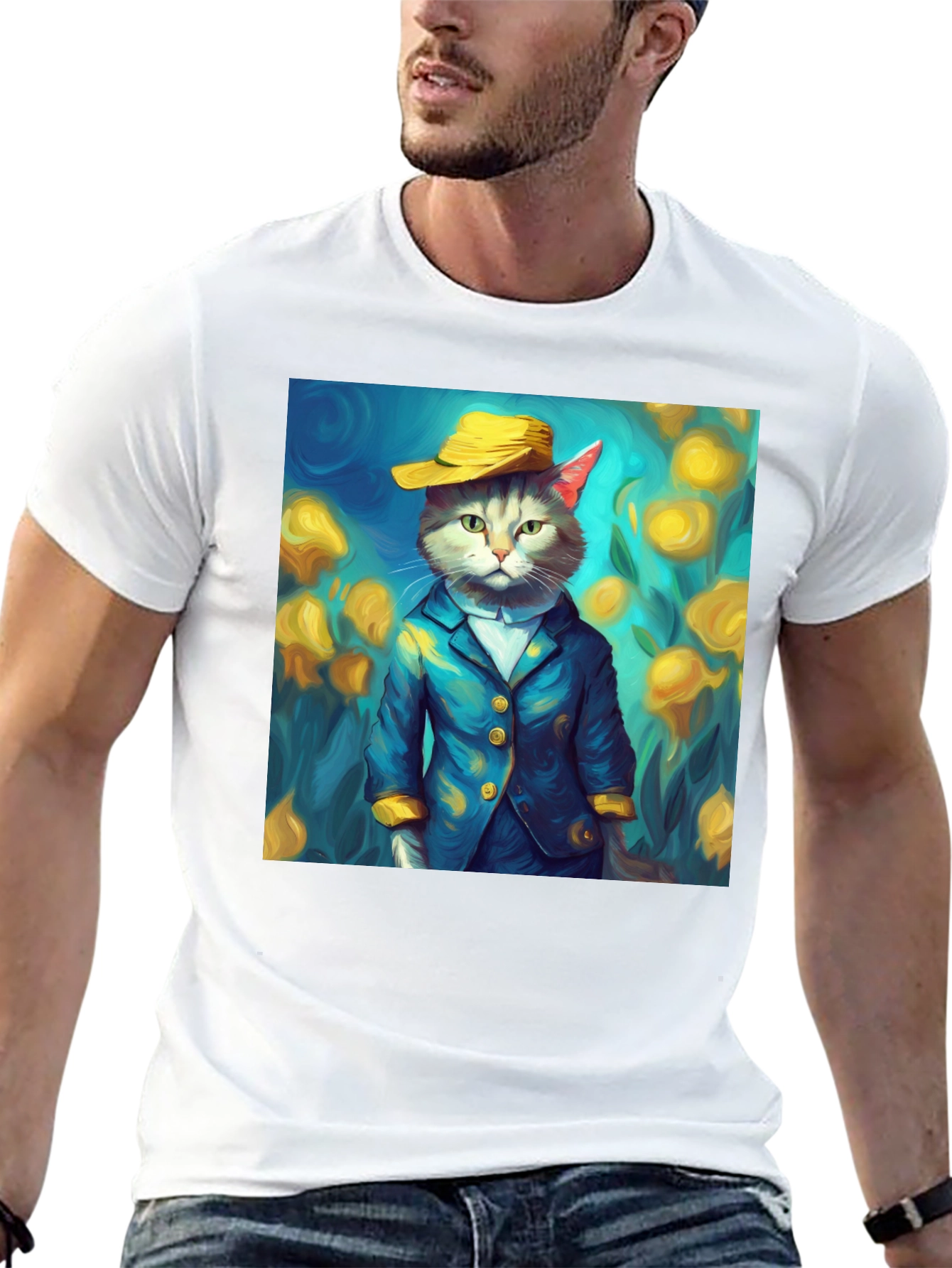 Cat Art T-Shirt - Whimsical Feline Fashion