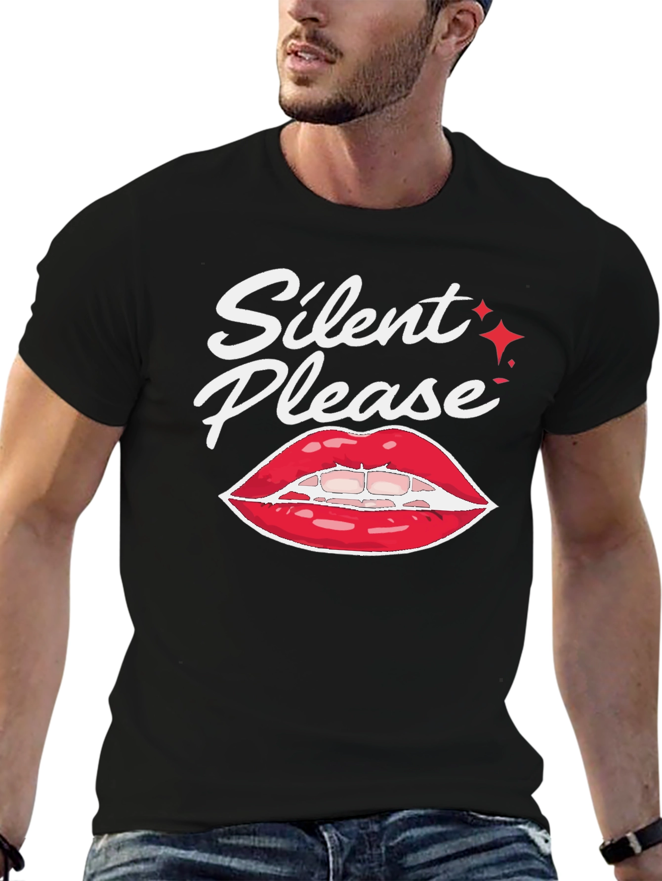 Silent Please Lips Graphic T-Shirt
