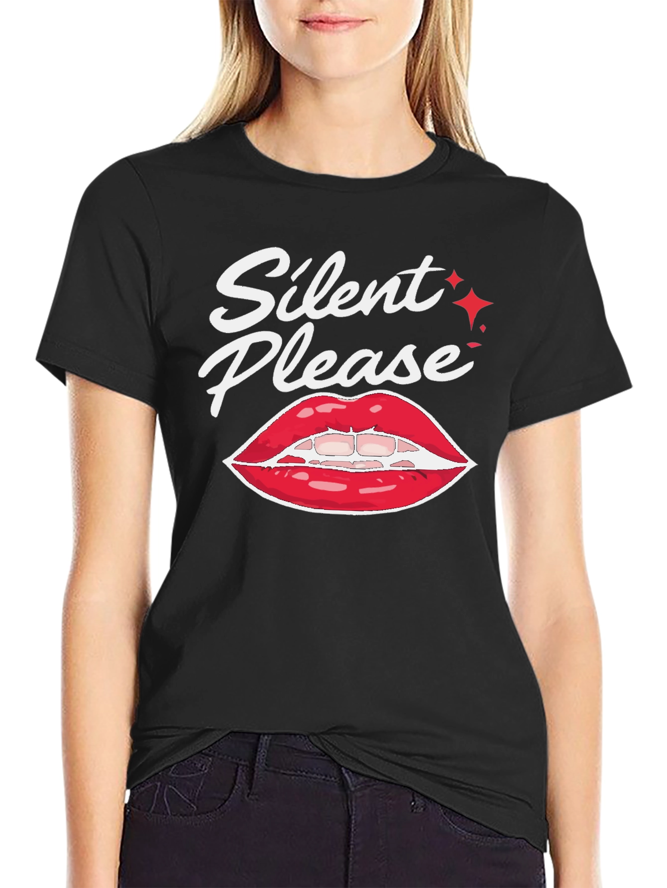 Silent Please Lips Graphic T-Shirt
