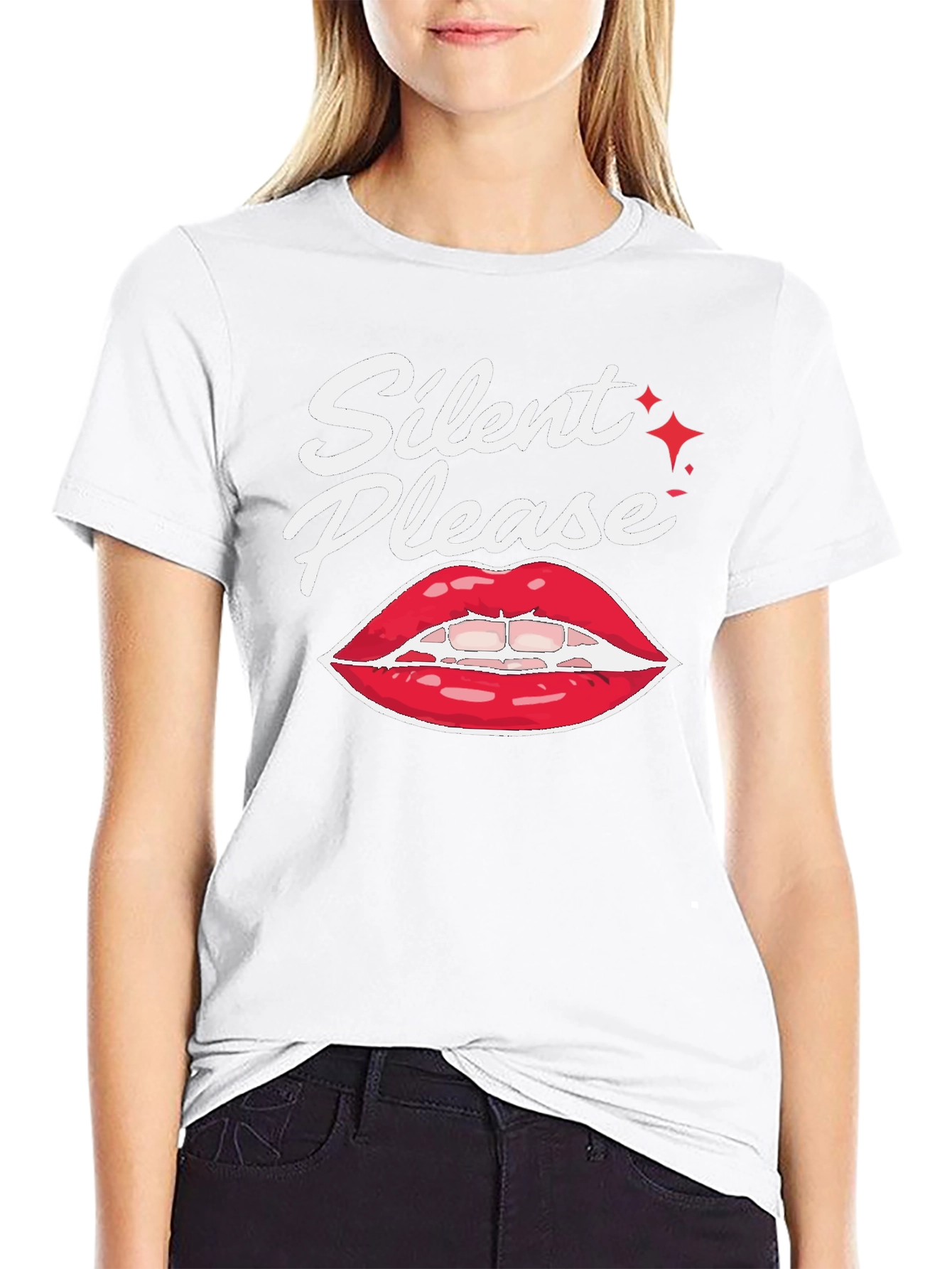 Silent Please Lips Graphic T-Shirt